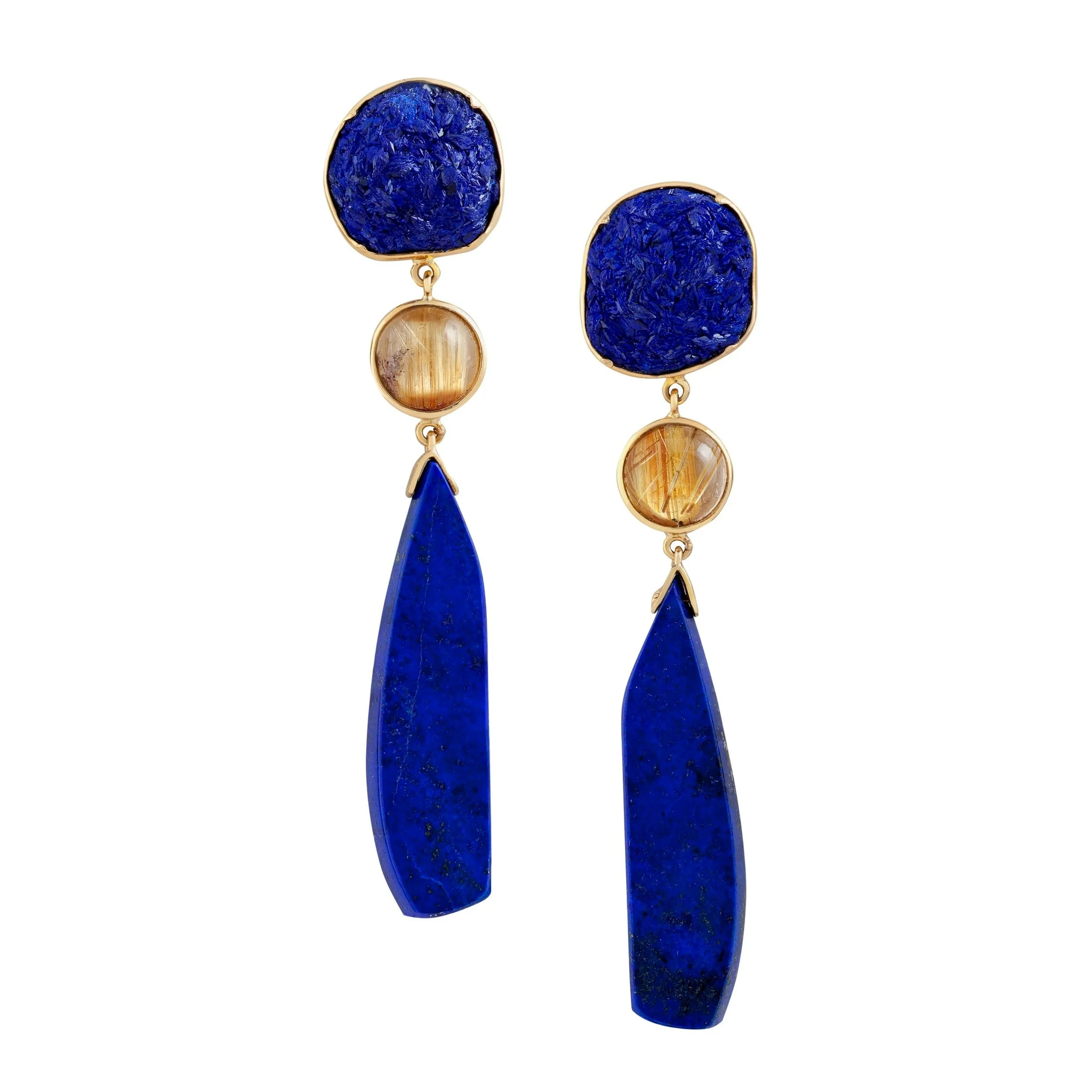 Azurite and Lapis Lazuli  Earrings