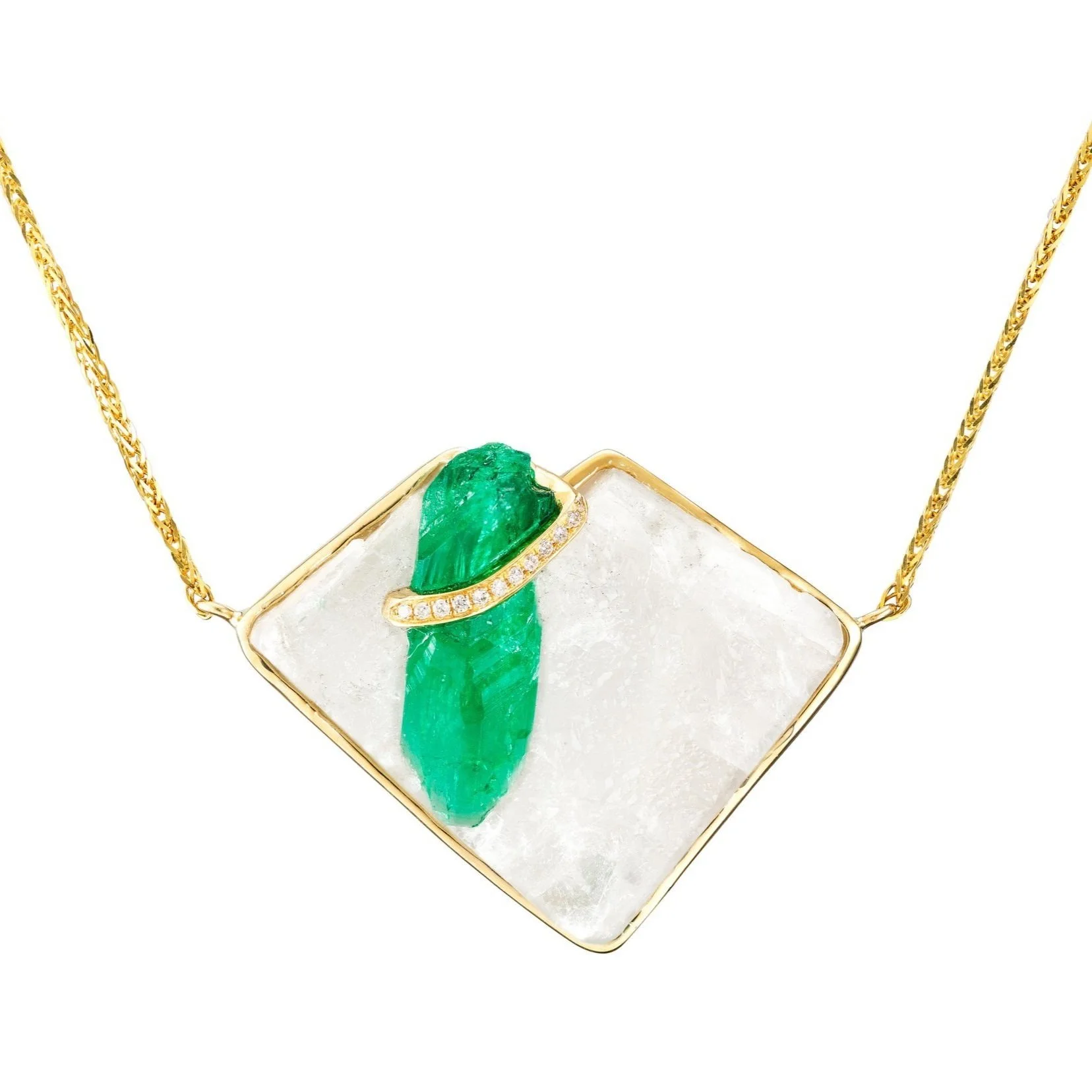 Colombian Emerald in Calcite Necklace