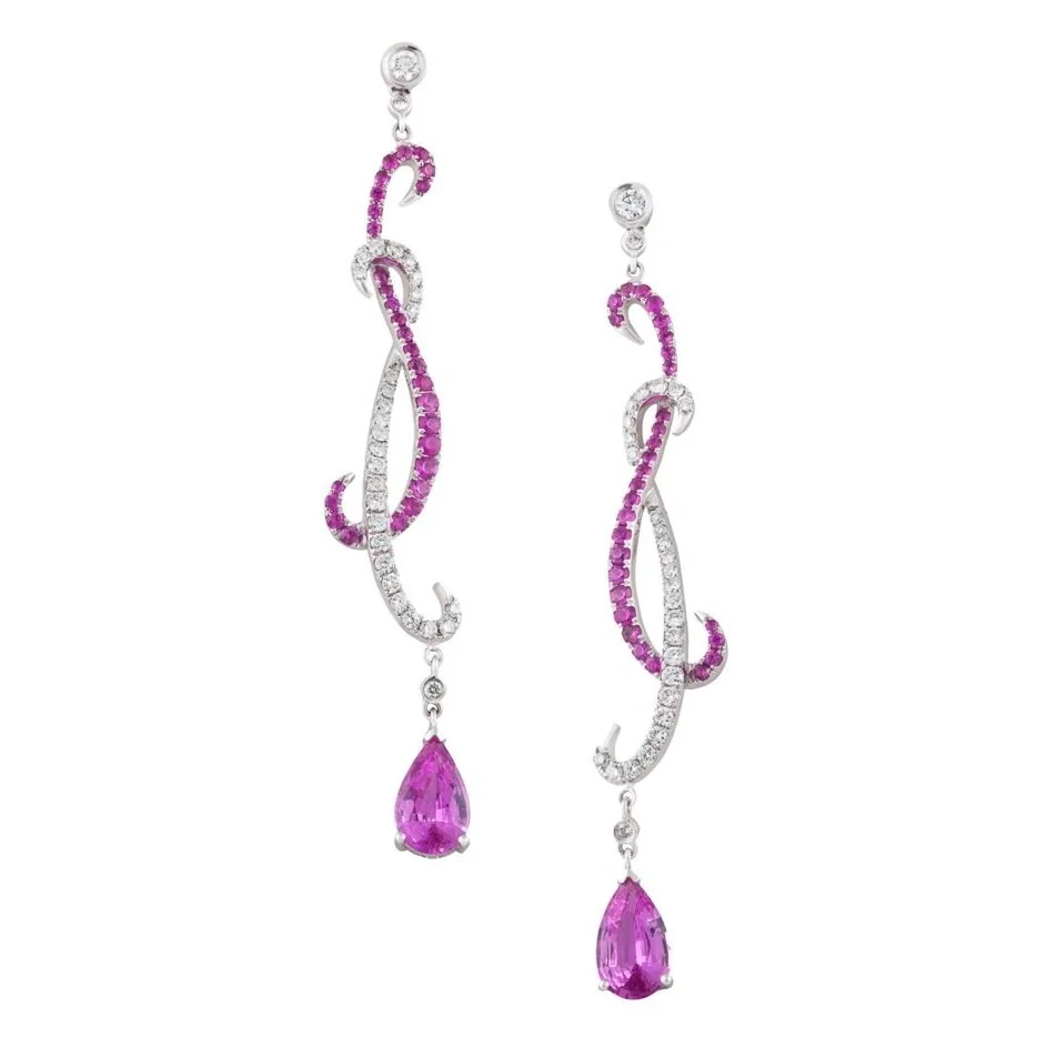 Pink Sapphires and Diamonds Earrings