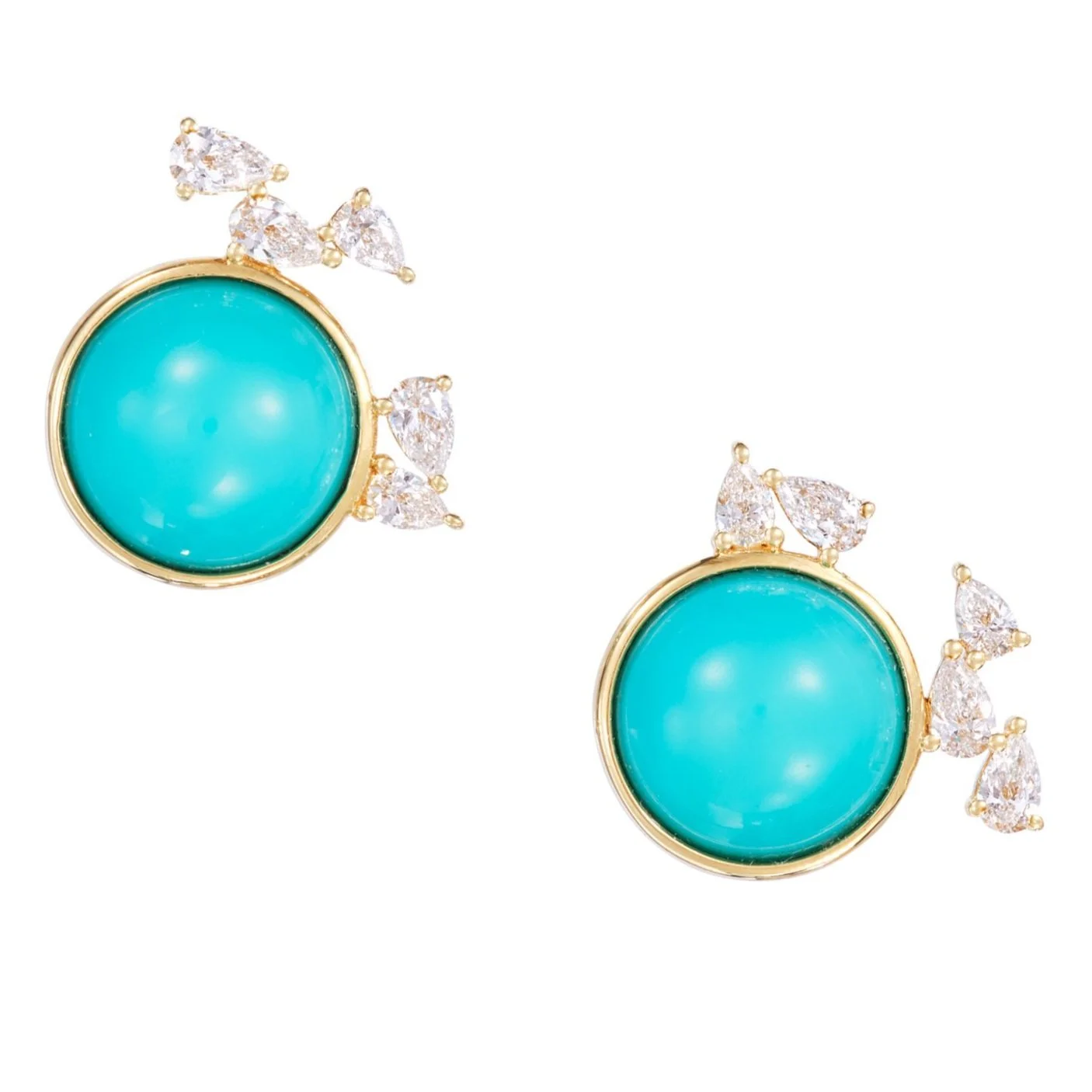 Sleeping Beauty Turquoise and Diamonds Earrings