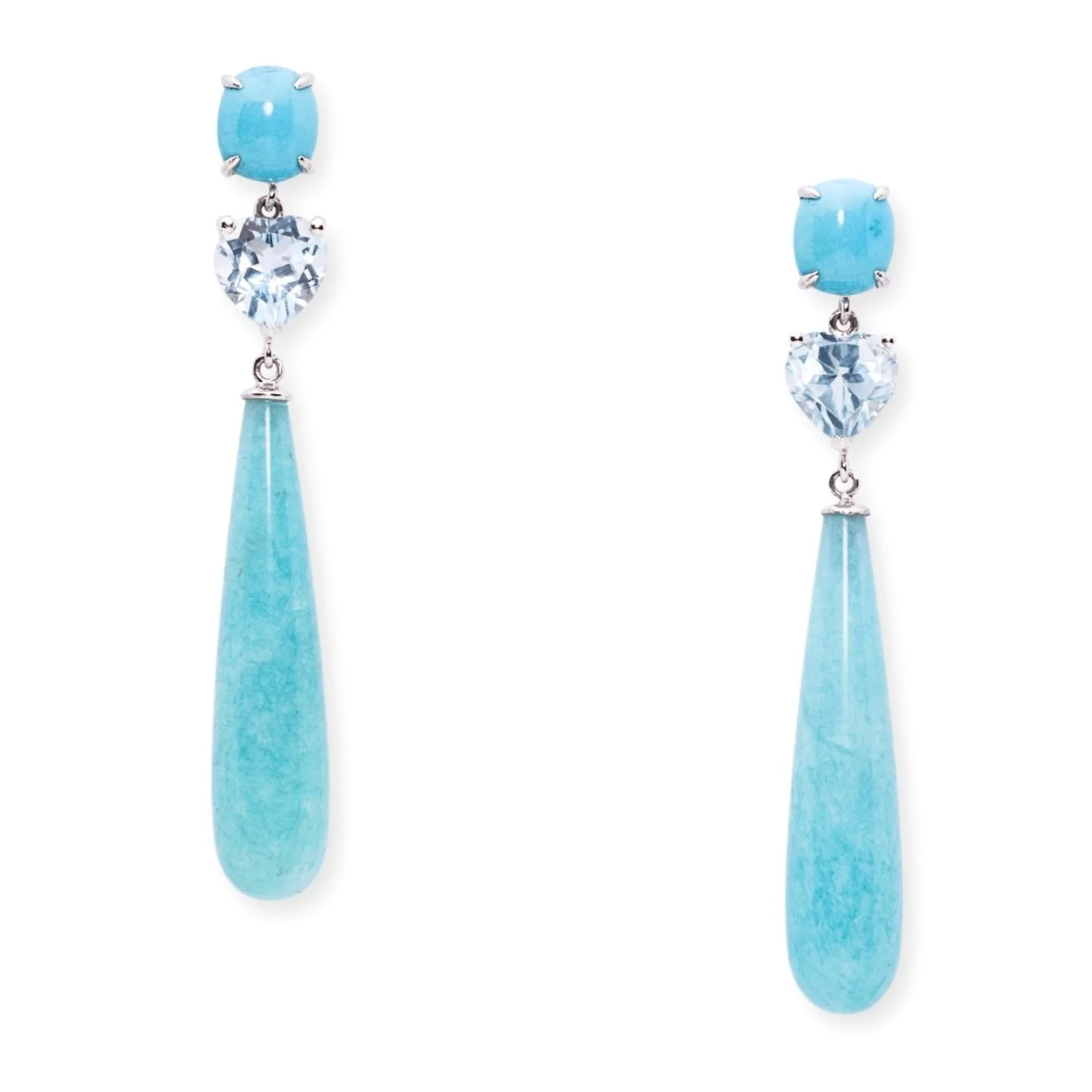 Amazonite, Aquamarines and Turquoise Earrings