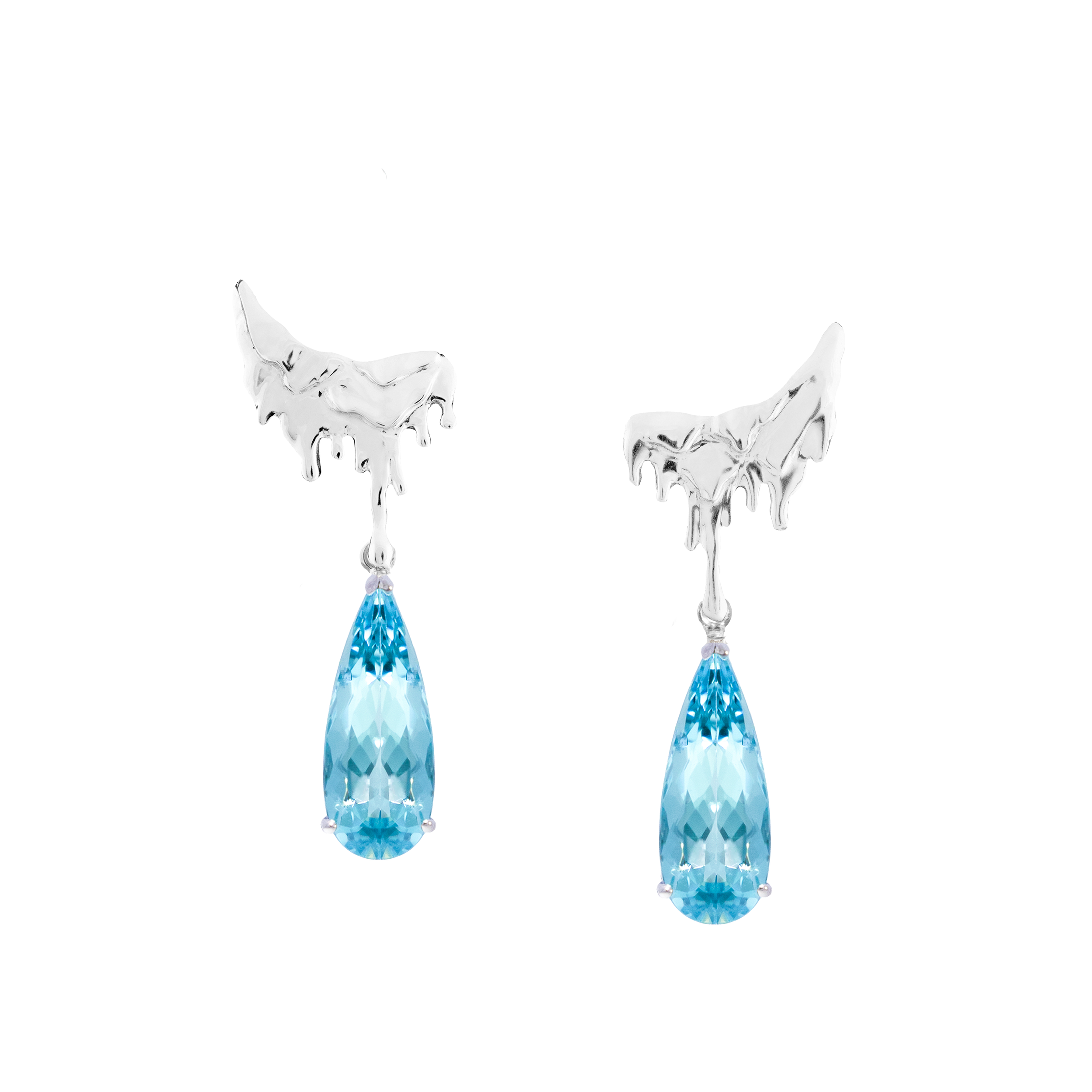 Earrings (detachable). Tear drop Santa Maria aquamarines Silver W.png