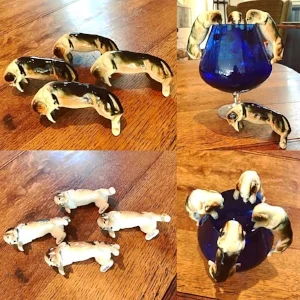 1960s Brandy Glass with ceramic Dogs