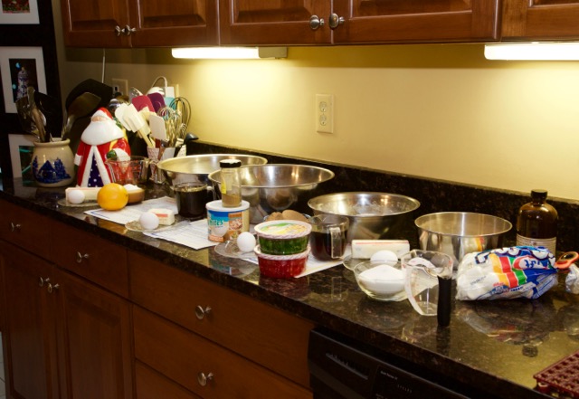 Christmas cookie assembly line ingredients.jpg