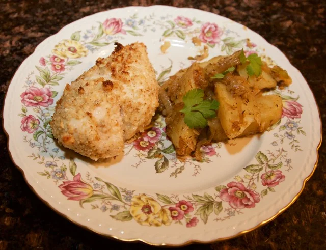 Served with Parmesan-crusted baked chicken