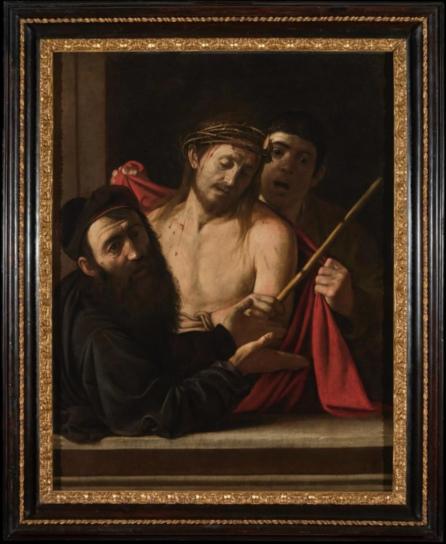 Caravaggio's Ecco Homo, rediscovered in Madrid in 2021, is currently on view at Capodimonte. It is exhibited alongside the museum's own Caravaggio, depicting the Flagellation, and an Ecce Homo by Caracciolo. 
Caravaggio's Ecce Homo will be a guest at