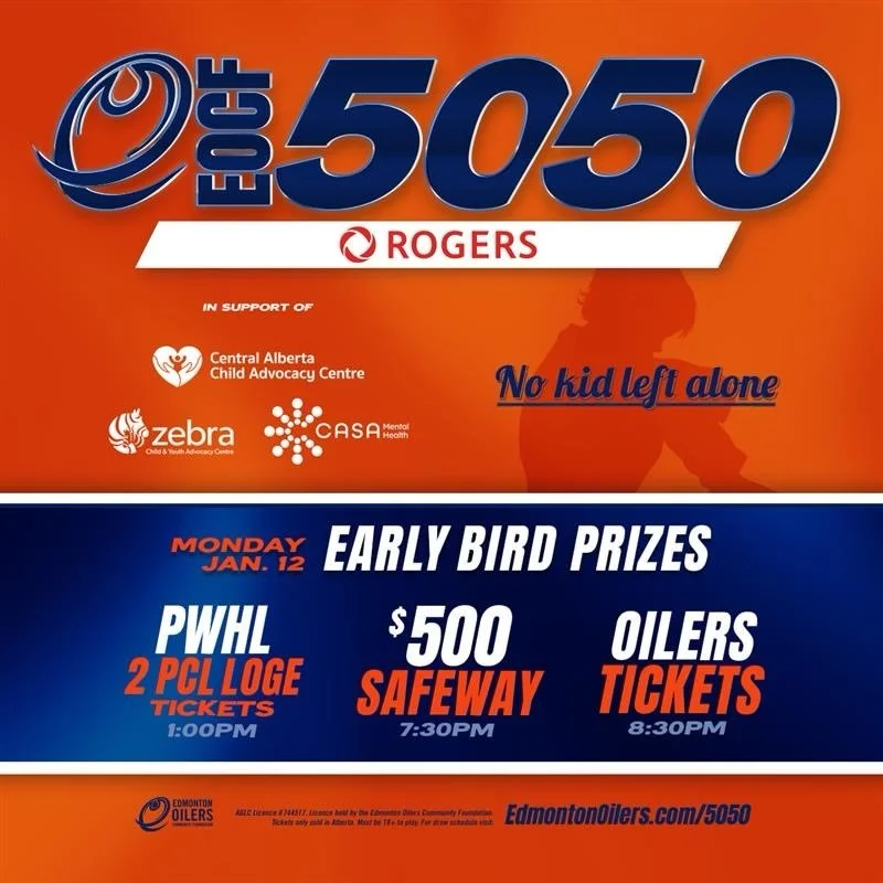 💙 We are excited to share the Zebra Centre is one of three beneficiaries of the Edmonton Oilers Community Foundation&rsquo;s 50/50 alongside our friends at @centralabcac and @casa_mentalhealth. 

➡️ Link to tickets is in our bio.

🧡 Thank you @oil_