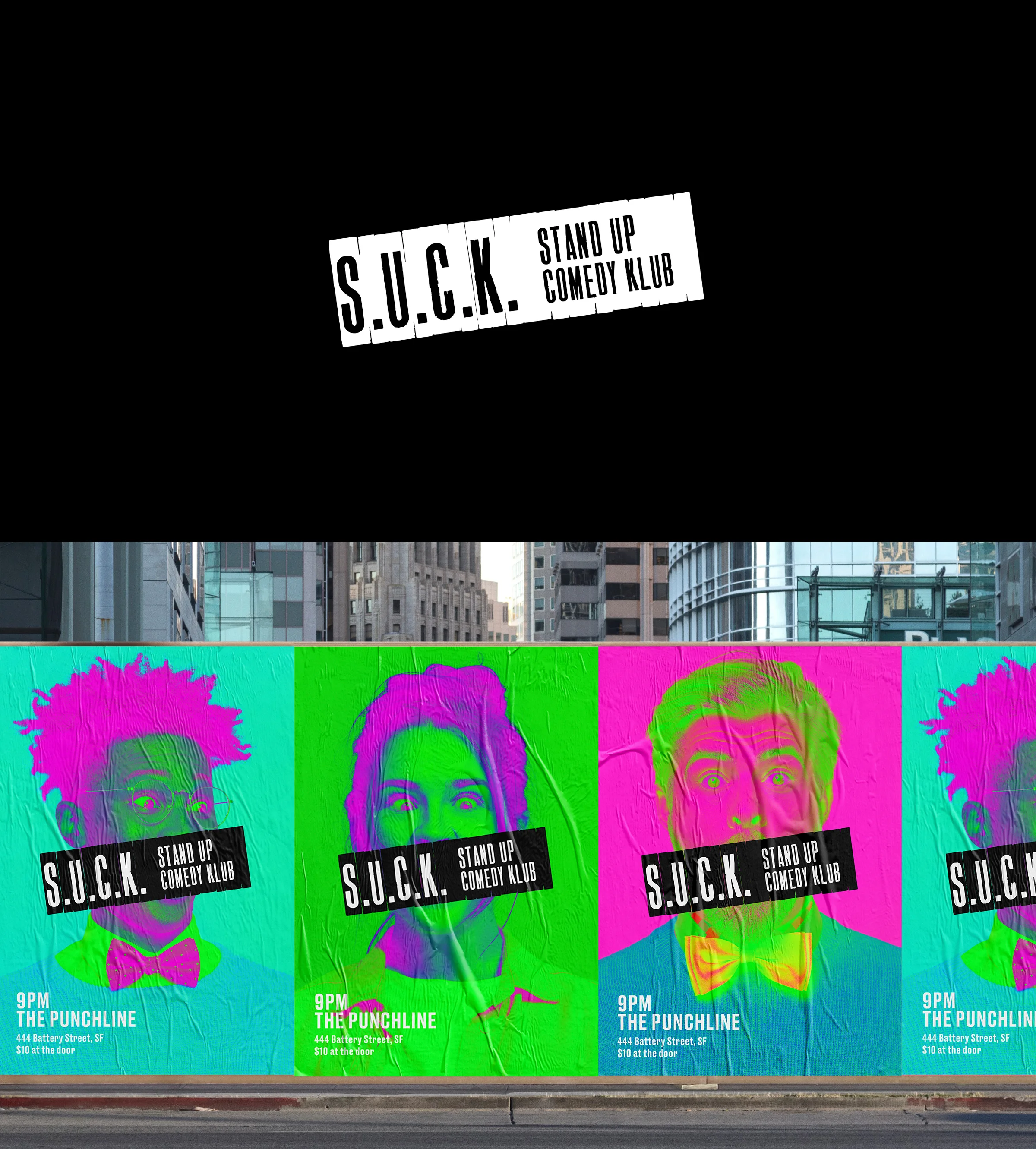 Branding for S.U.C.K. (Stand Up Comedy Klub).