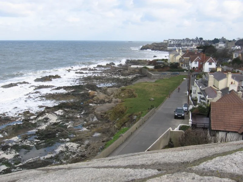 The "snotgreen sea" as seen from atop Martello Tower.