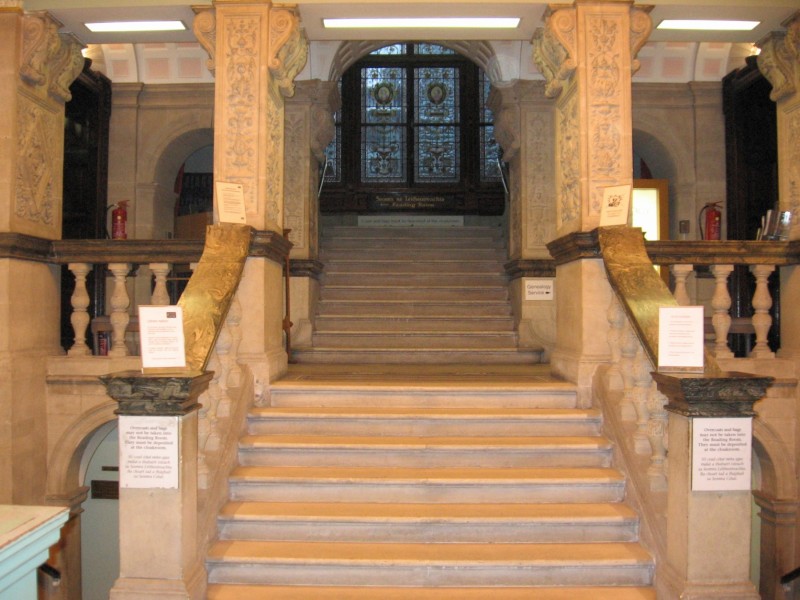 The steps leading out of the National Library.