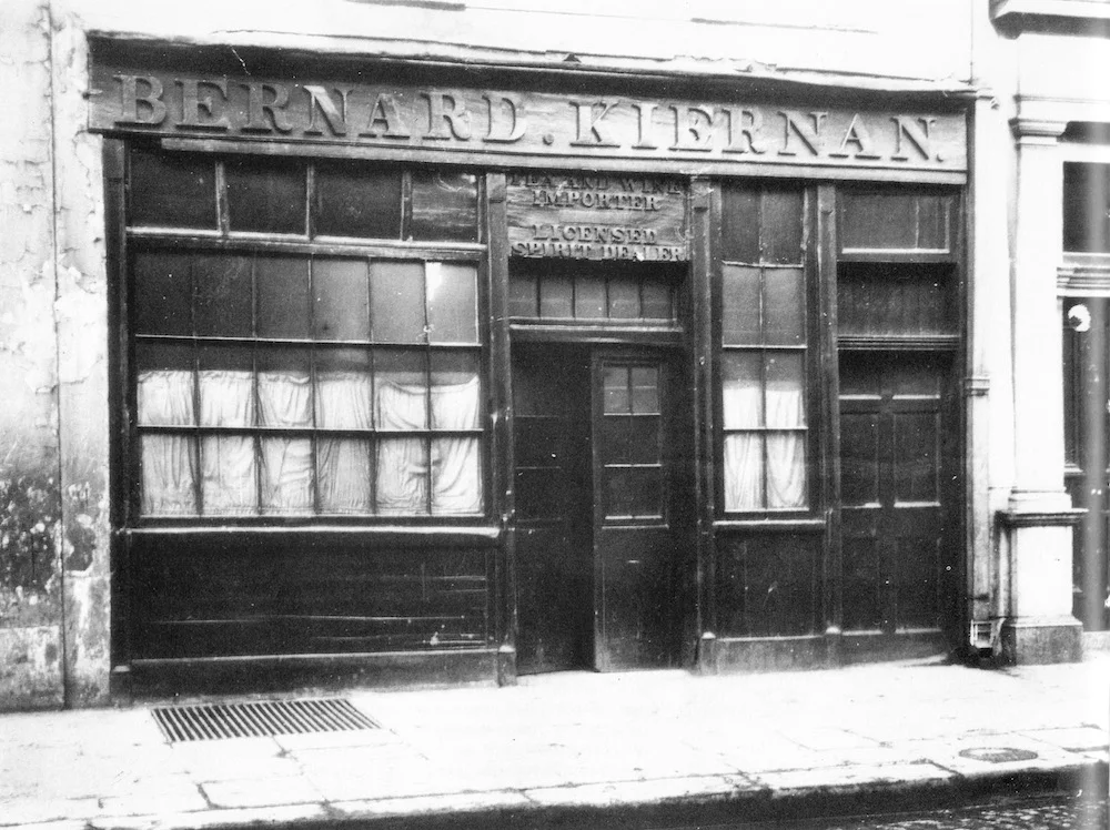 Photograph of Bernard Kiernan's public house, date unknown. Reproduced in David Pierce, James Joyce's Ireland (Yale UP, 1992), courtesy of the University of Southern Illinois Library.