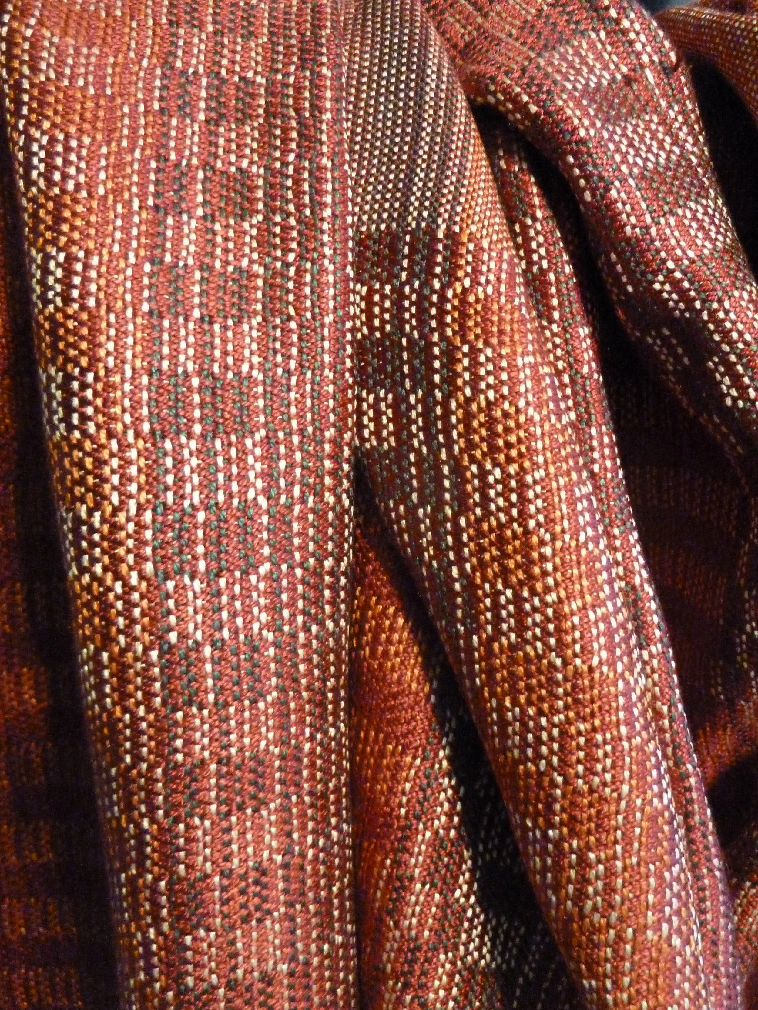  Material: 100% Silk  Size: 20" Wide x 68" Long  Colors: Cherry Red, Orange, Grapefruit and Hunter Green 