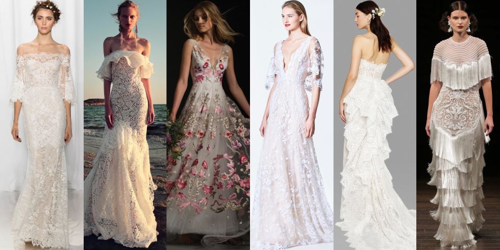 From left: Reem Acra, Costarellos, Temperley, Carolina Herrera, Marchesa and Naeem Khan Fall 2017 Bridal.