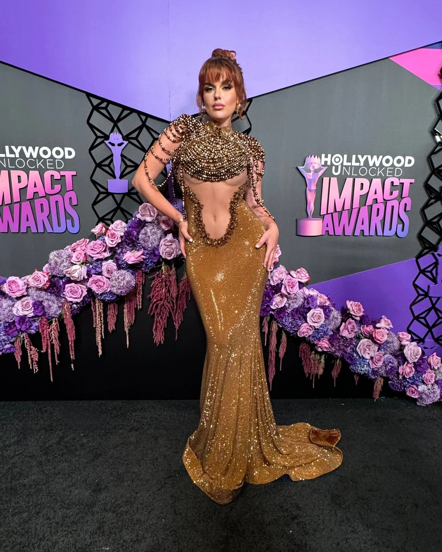 Music Artist @talliastorm attends the 4th Annual @hollywoodunlocked Impact Awards at The Beverly Hilton wearing a stunning gown by @gertjohancoetzee. Photo credit: @arnoldshoots @gettyimages #talliastorm #impactawards #hollywoodunlocked #arprclient