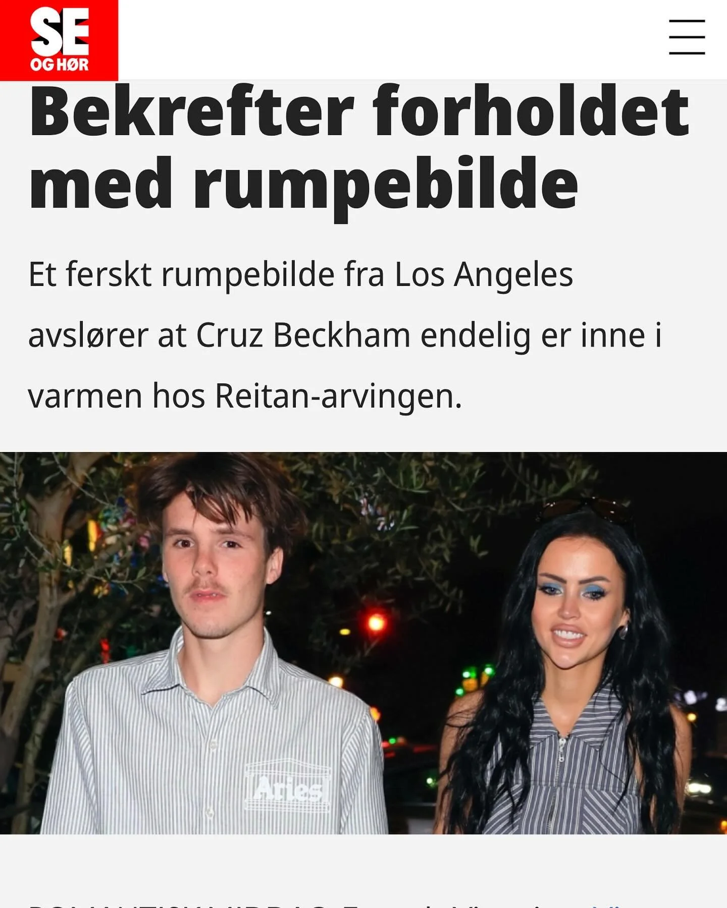 Confirms the relationship with behind picture. A recent photo from behind from Los Angeles reveals that Cruz Beckham is finally in the heat of the Reitan heir. Swipe for the Cruz reveal👖&ndash; @seoghoer 

#viktoriareitan #victoriareitan #bbyivy #cr