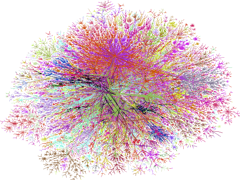 An early image from The Internet Mapping Project, 1998 © Lumeta Corporation .