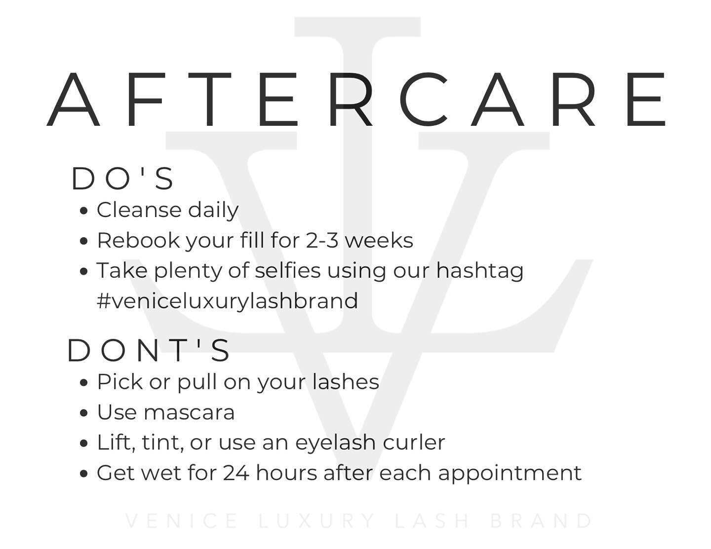 Our aftercare cards are so great to send home with first time clients! Purchase a pack of 20 for $10!
&bull;
&bull;
#venicelash #veniceluxurylashbrand #veniceluxurylashacademy #venicelashlounge #lashtraininggreenville #greenvillesc