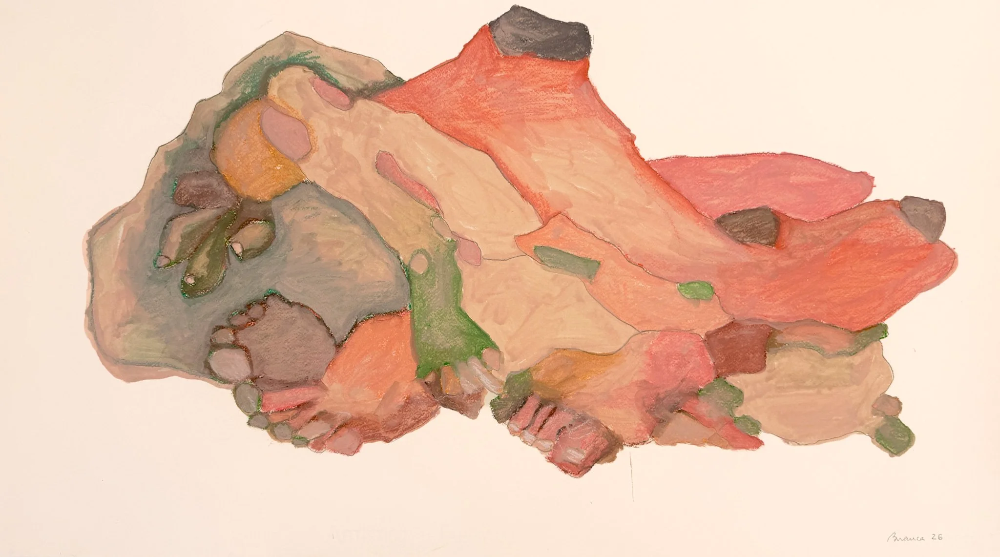 Slow Erasure IV . 2026 . acrylic and dry pastel on paper . 52 x 90 cm