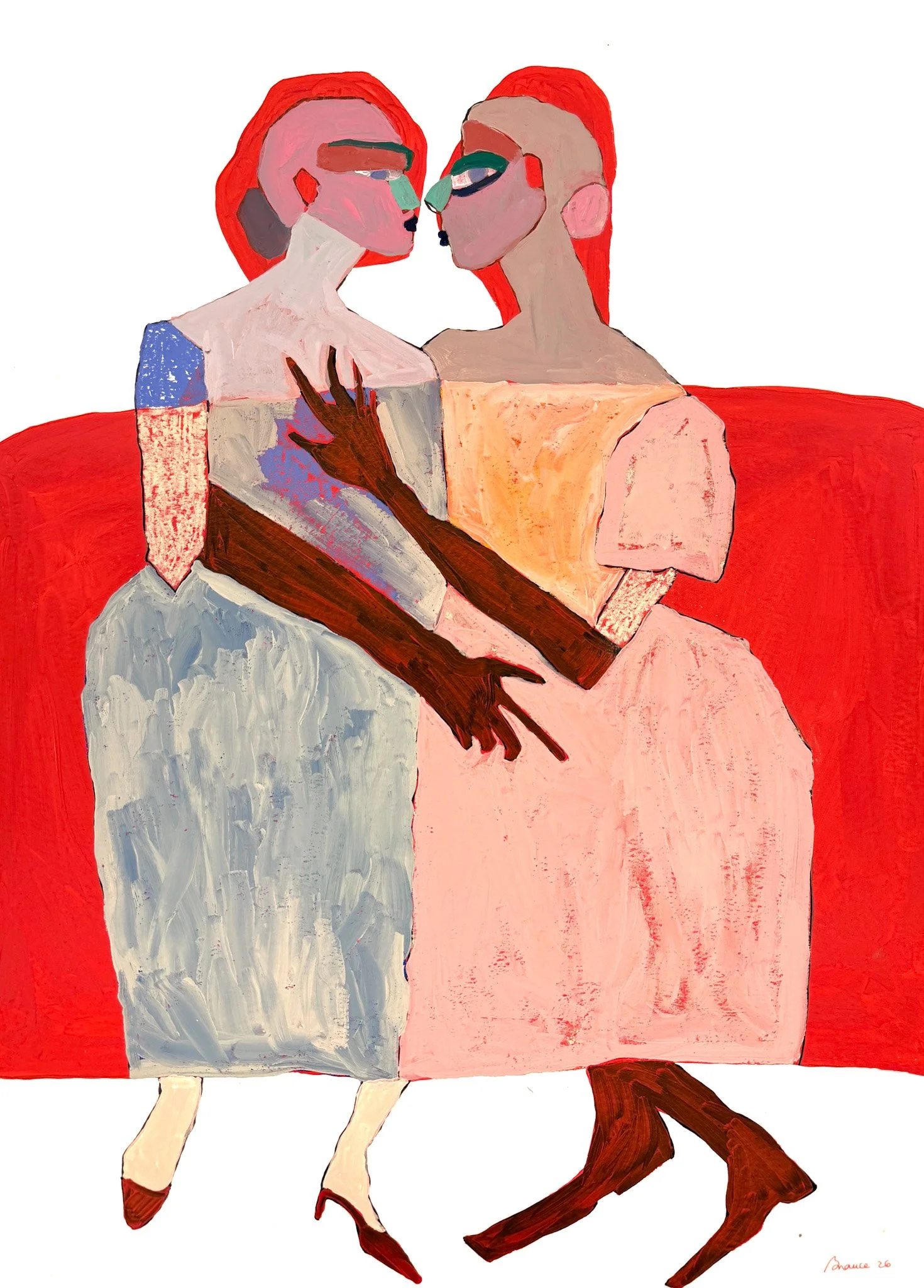 Ladylove II . 2026 . acrylic and dry pastel on paper . 50 x 71 cm