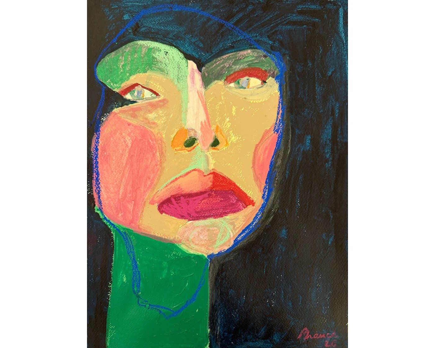 Portrait by artist Branca Cuvier - 30 x 40 cm . acrylic and dry pastel on paper . 2026 Thumb website.jpg