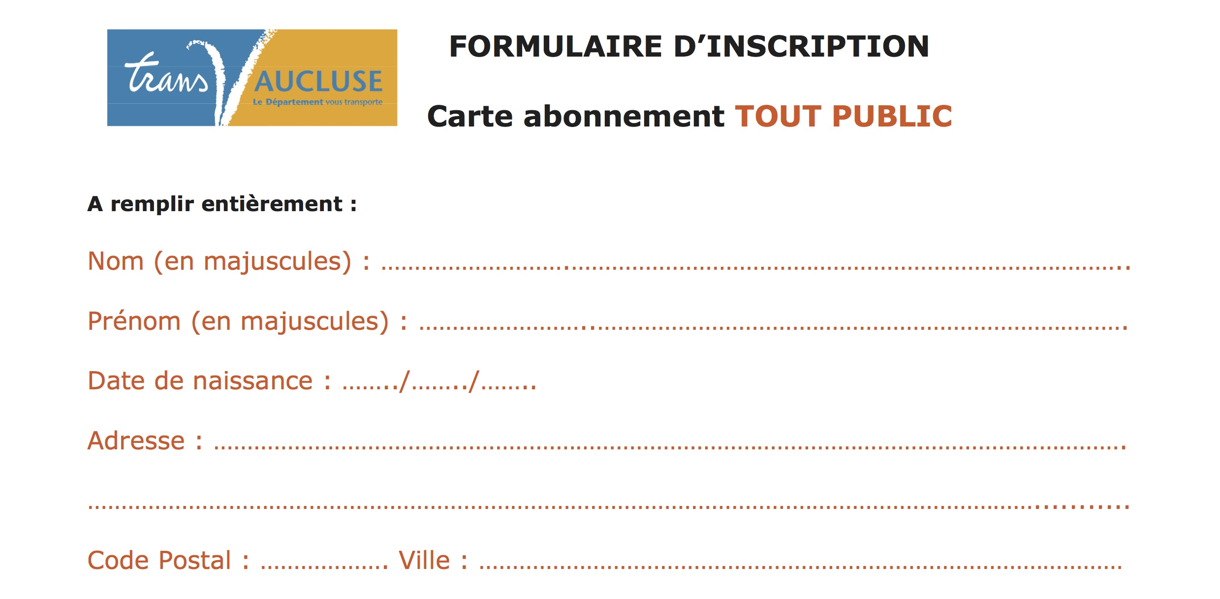 formulaire abonnement