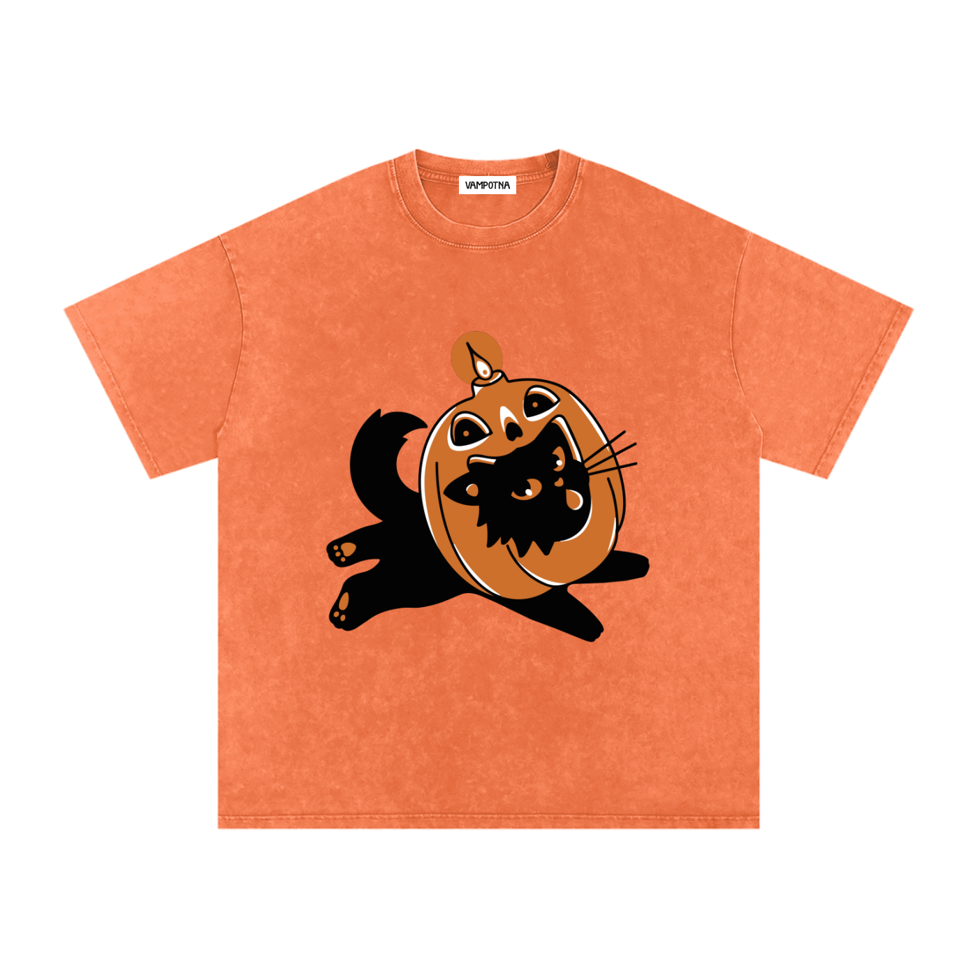 Candle cat Snow Washed Oversized Cotton T-Shirt
