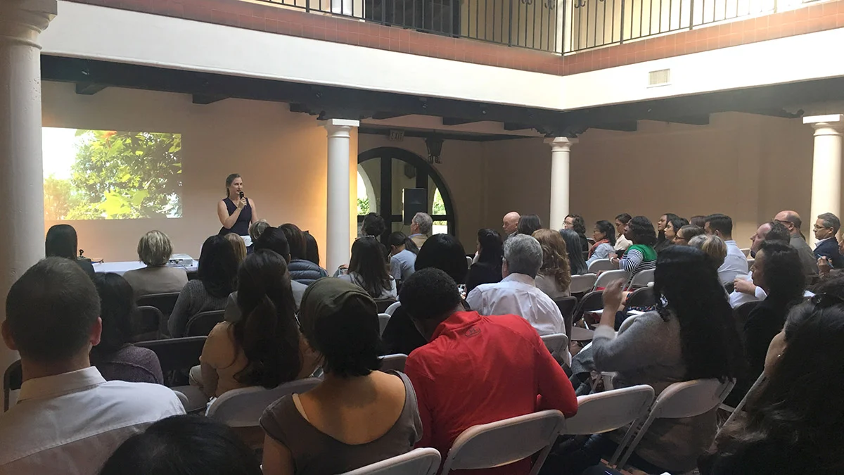Workshop organizer, Claire Latané, opened the program.