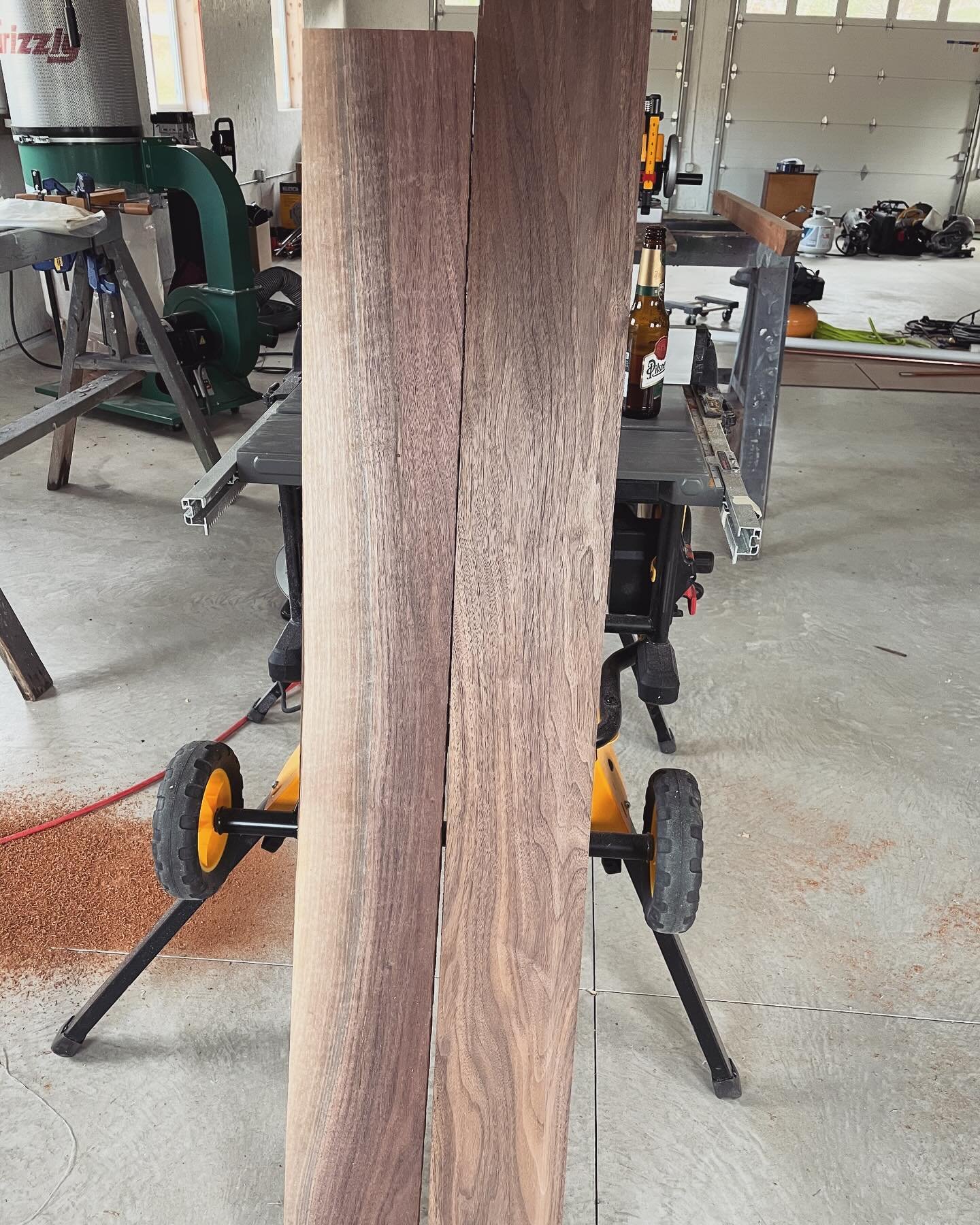 Picking walnut boards for a simple mantle: There will be one show face for the front. This is what you&rsquo;ll see when roasting marshmallows. 

There&rsquo;s one face for the top. This is where you&rsquo;d set your pictures, plates and brick-a-brac