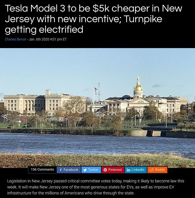 If you live in Jersey, you lucky dogs (no offense, just a term). Amazing infrastructure and incentives for low cost #EV #tesla #chevybolt #audietron #jaguaripace #nissanleaf