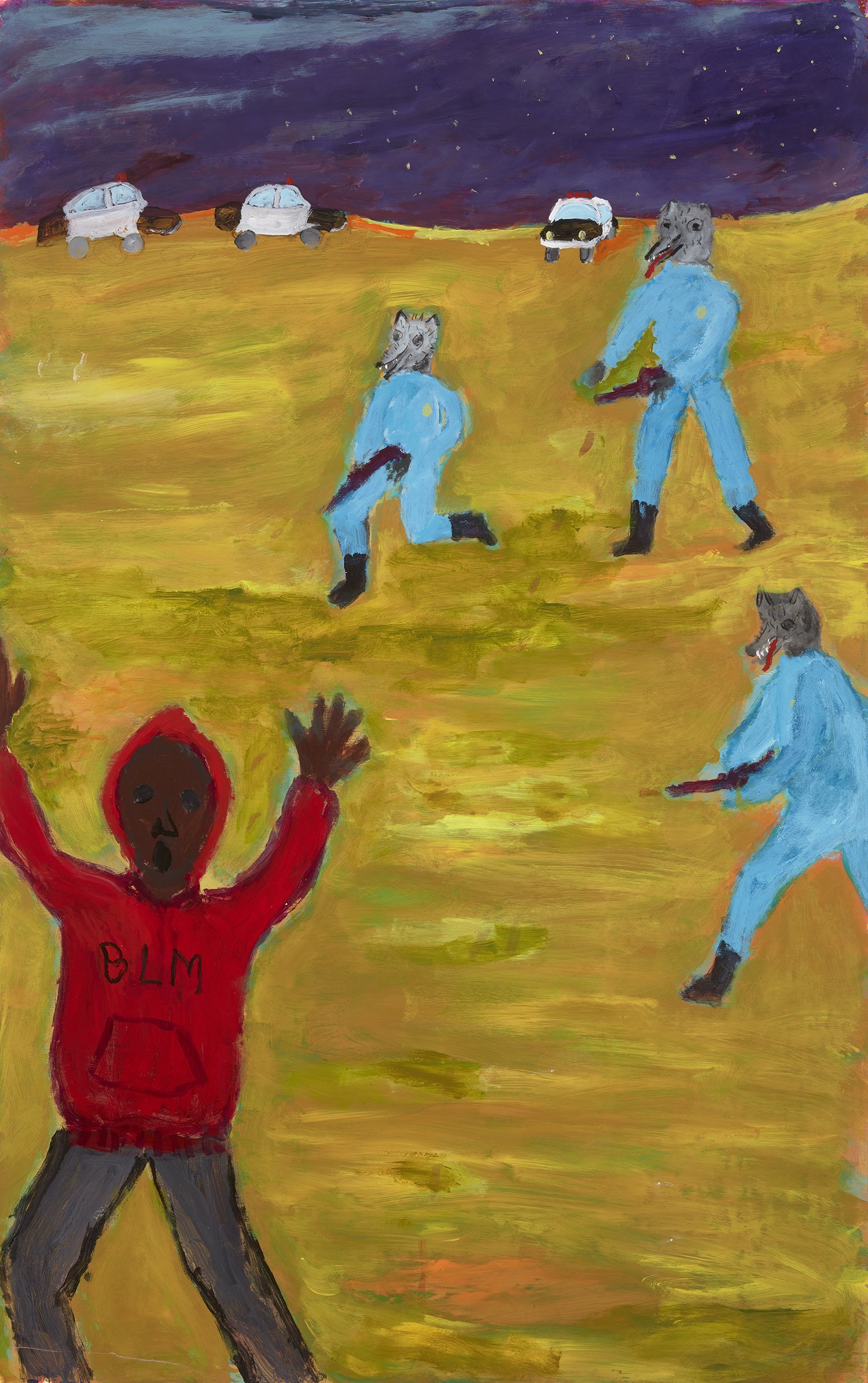 Hands Up Don’t Shoot | Flashe and Acrylic on Yupo | 59”x38”