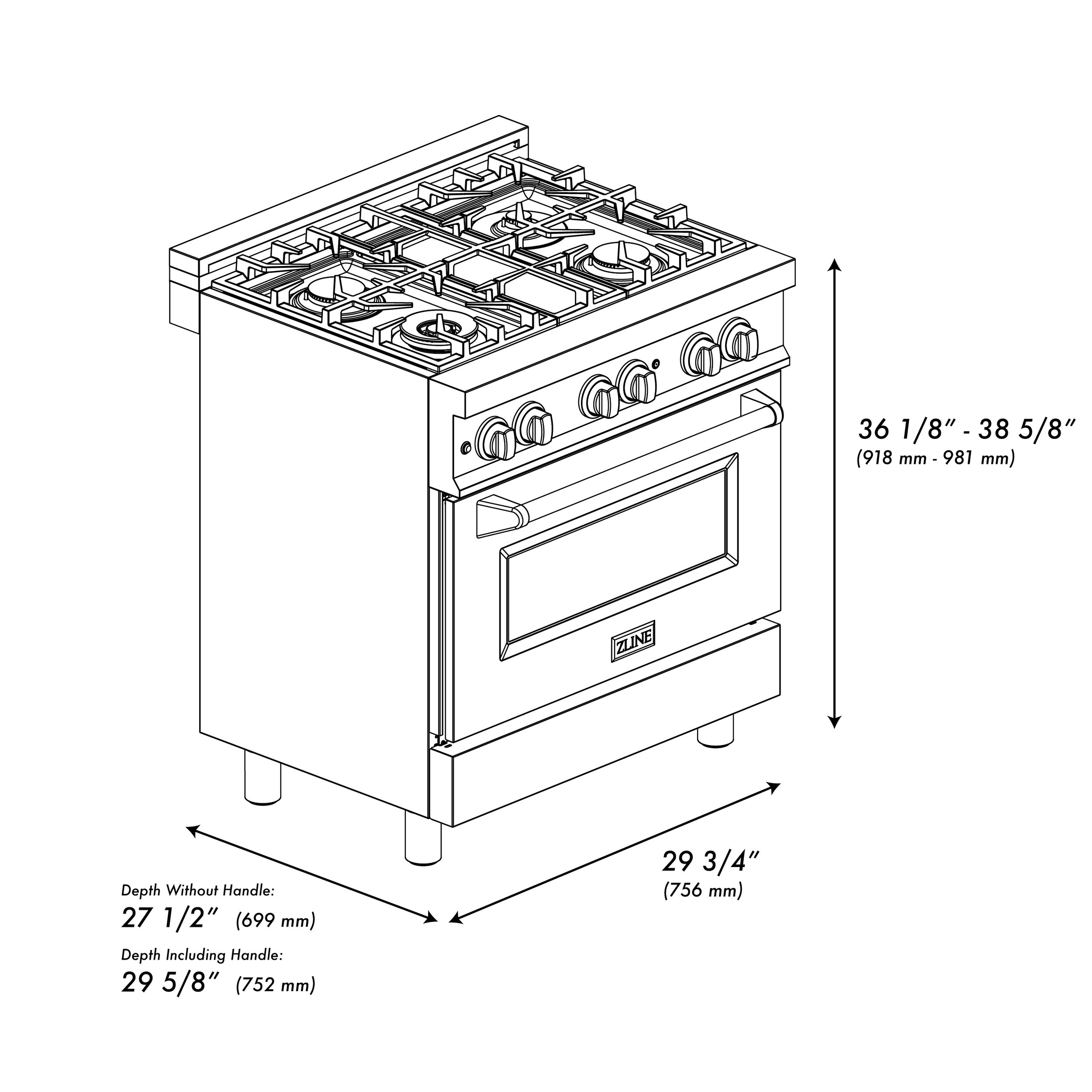 Professional 30” Stainless Steel Dual Fuel Range (RA30) ZLINE Kitchen