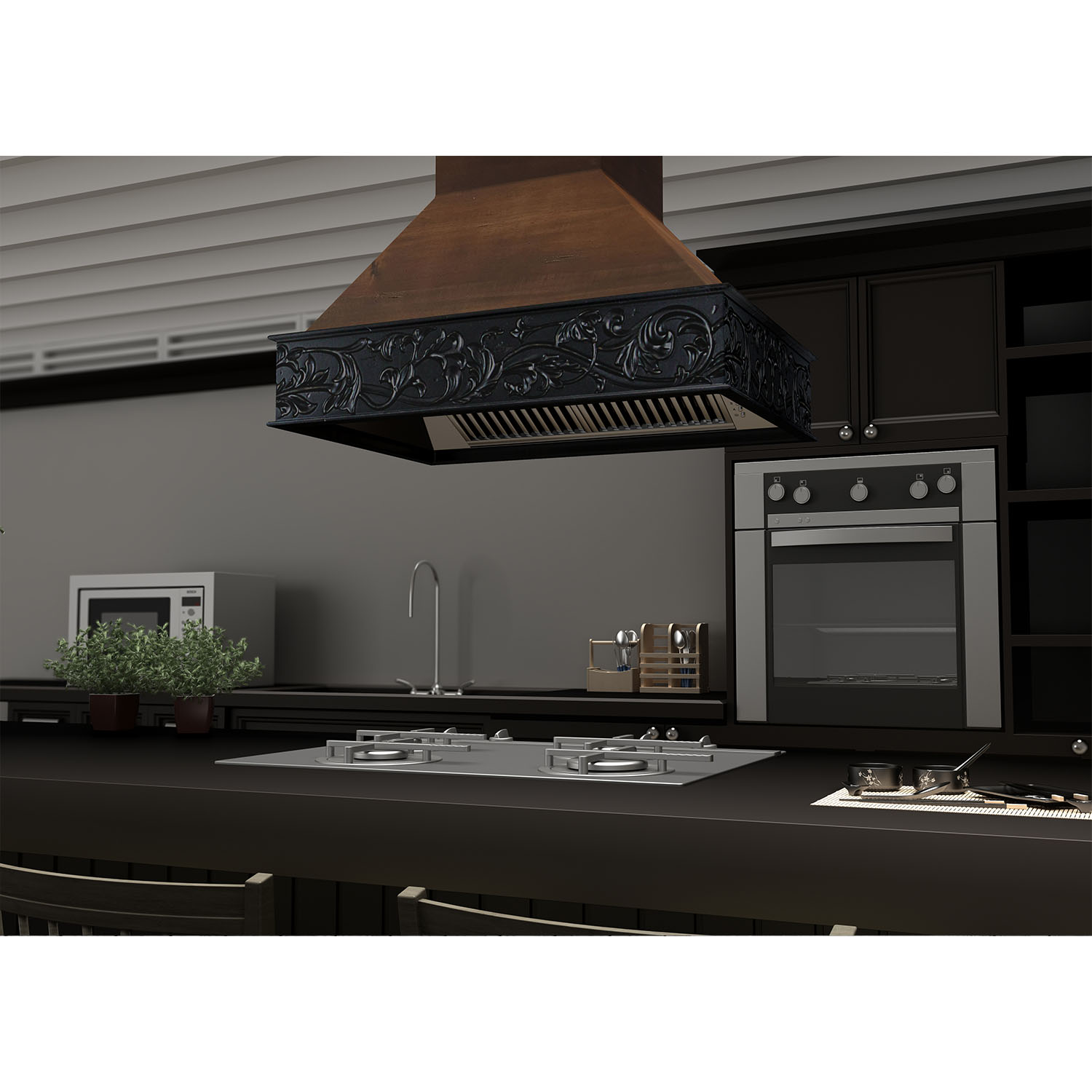 Professional Antigua and Walnut Wood Island Range Hood (9373AR) ZLINE