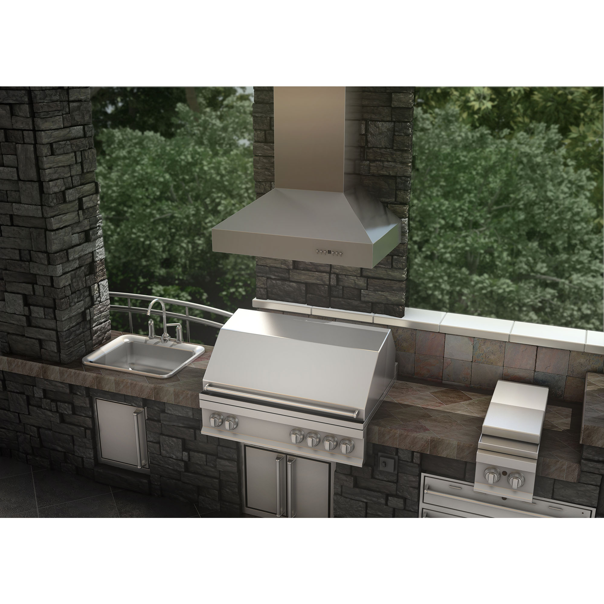 ZLINE Convertible Vent Outdoor Approved Wall Mount Range Hood in Stain -  The Range Hood Store