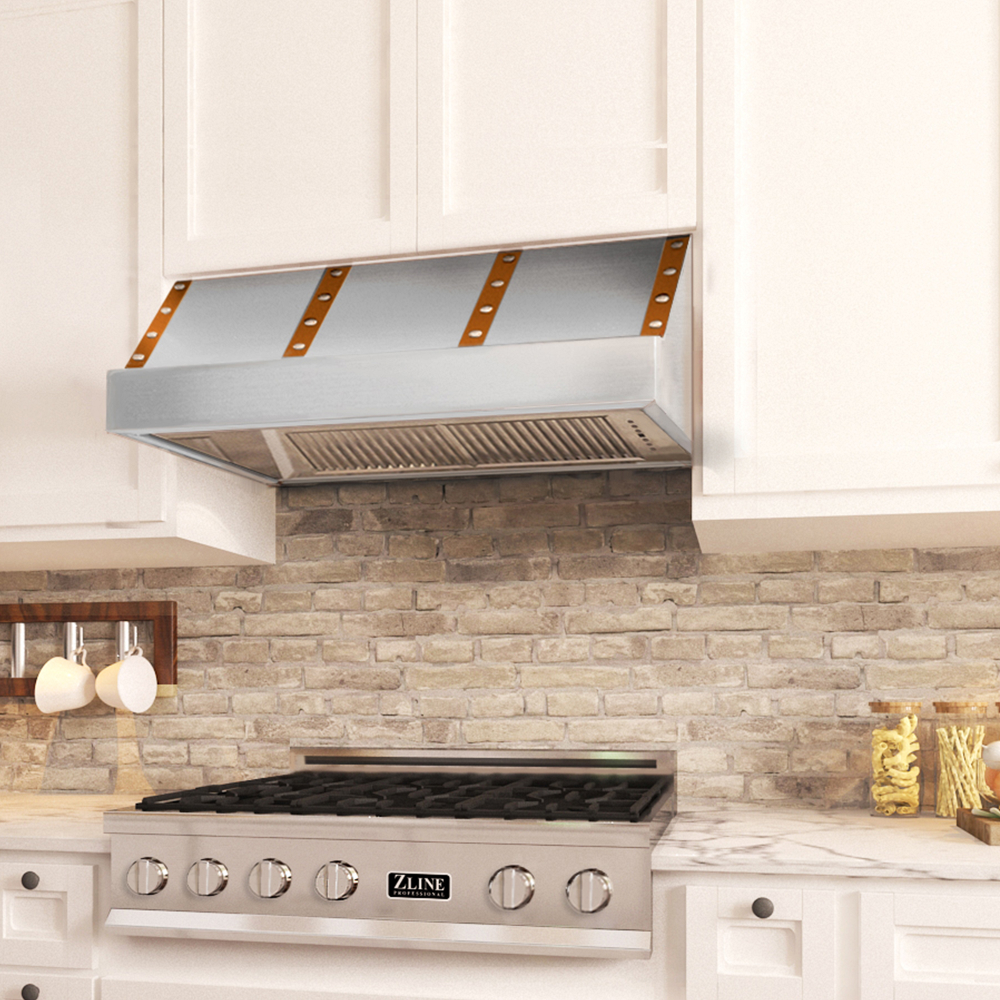 Copper and stainless steel kitchen