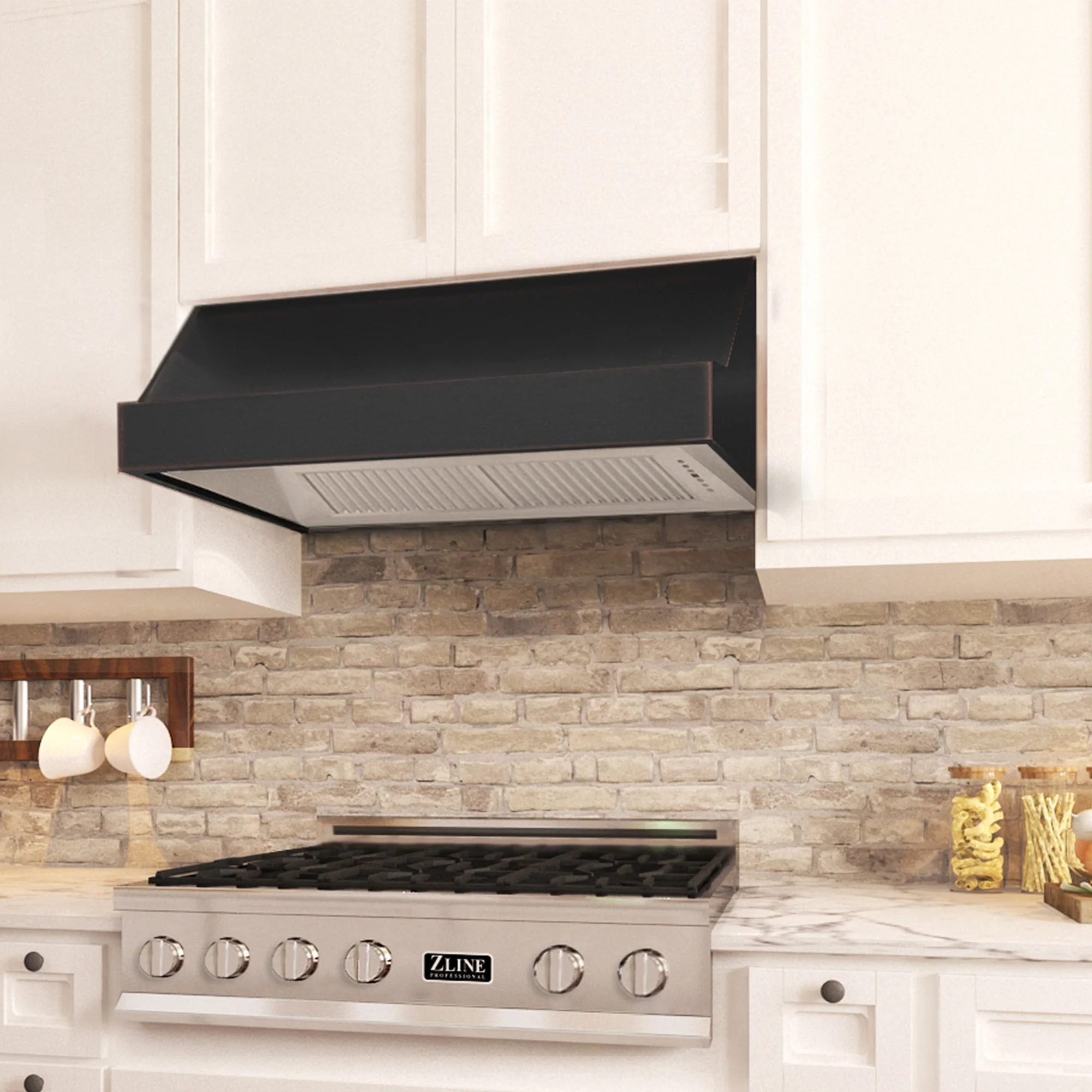 under cabinet black range hood