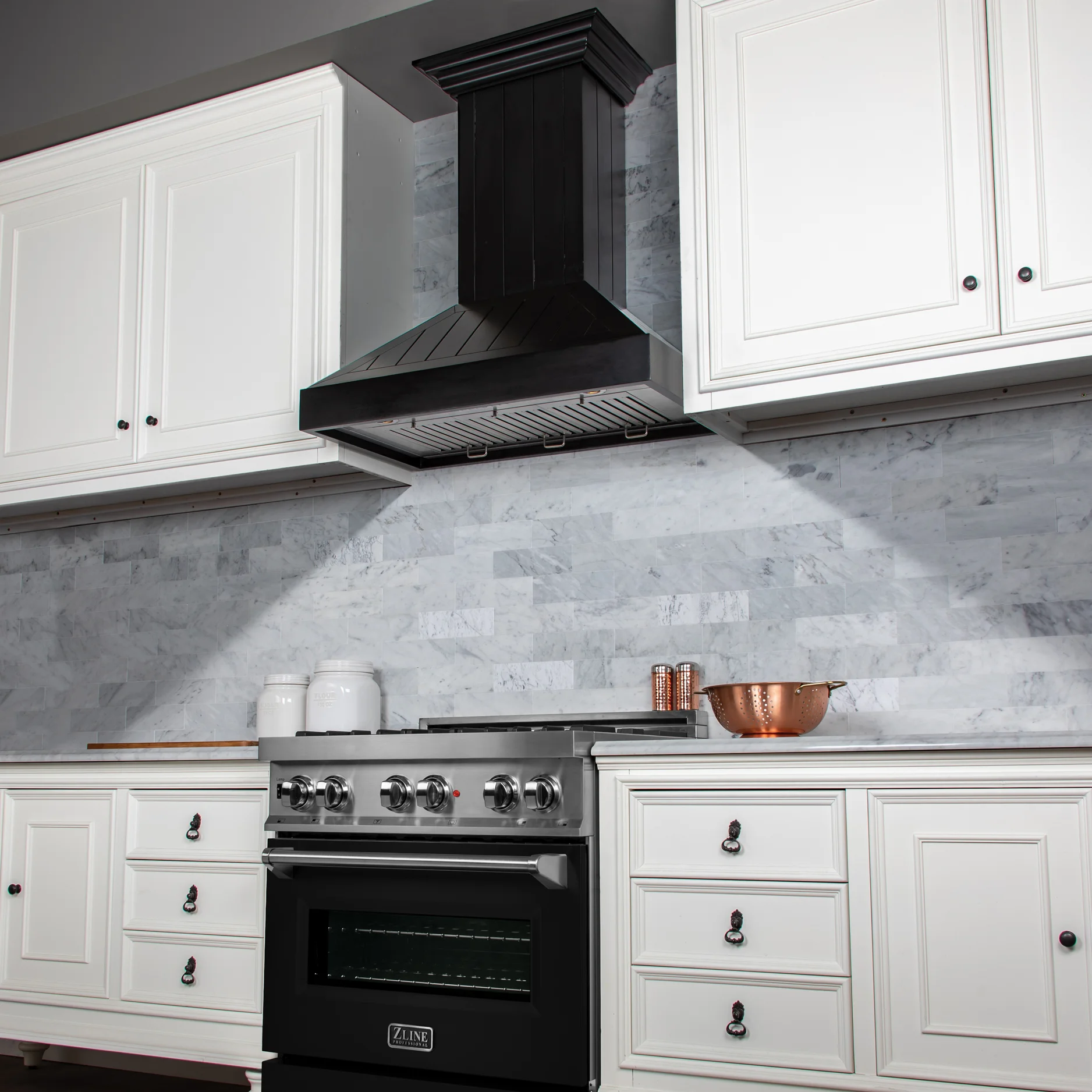 Black Wooden Wall Mount Range Hood (KPCC) ZLINE Kitchen and Bath