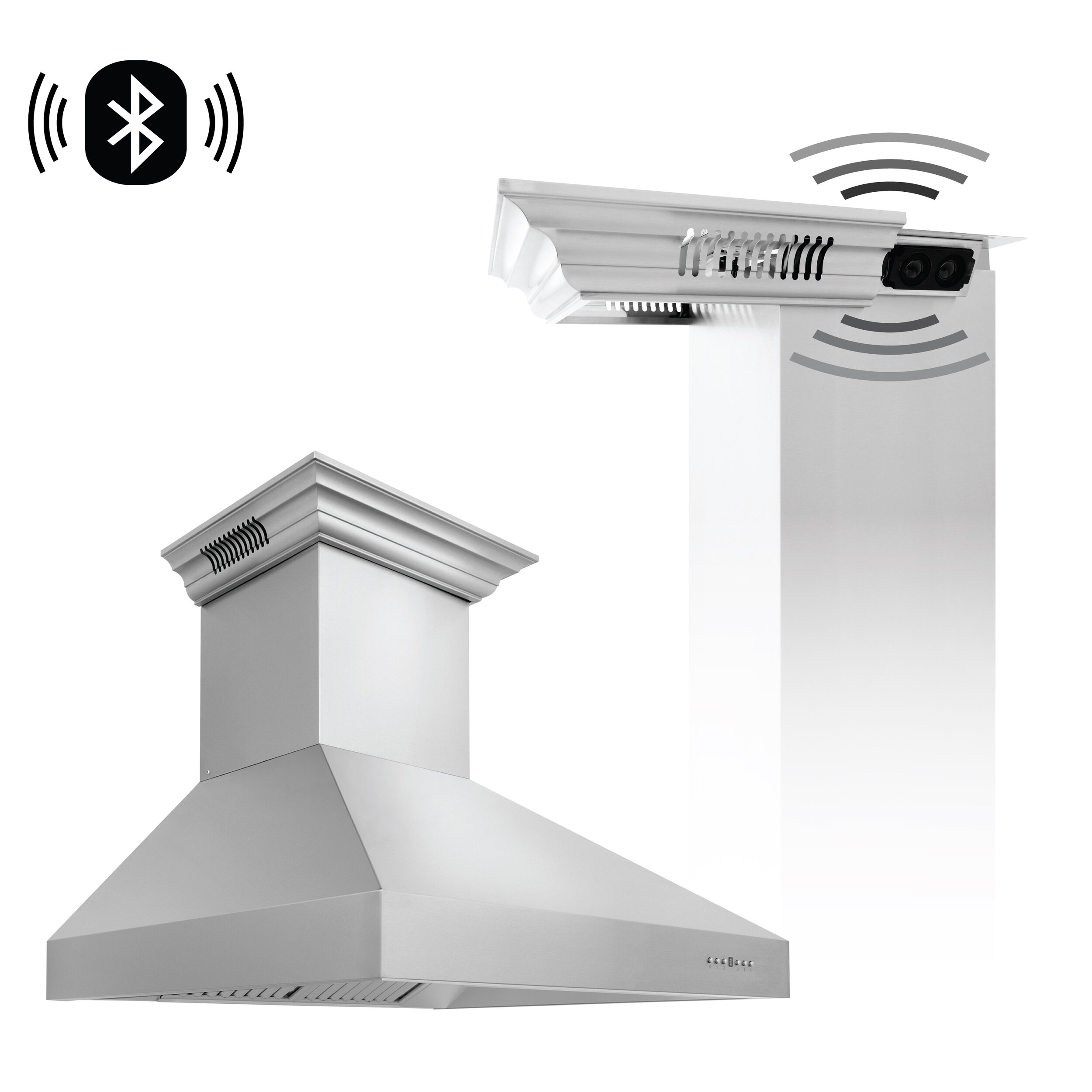 Professional 700 CFM Wall Mount Range Hood with CrownSound 