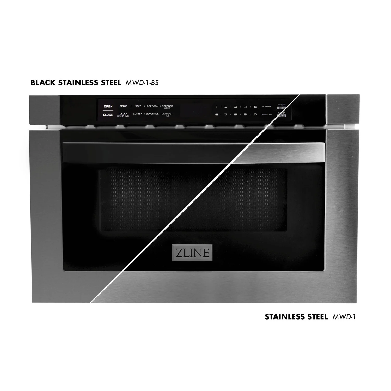 ZLINE 24" Builtin Microwave Drawer in Black Stainless Steel (MWD1BS