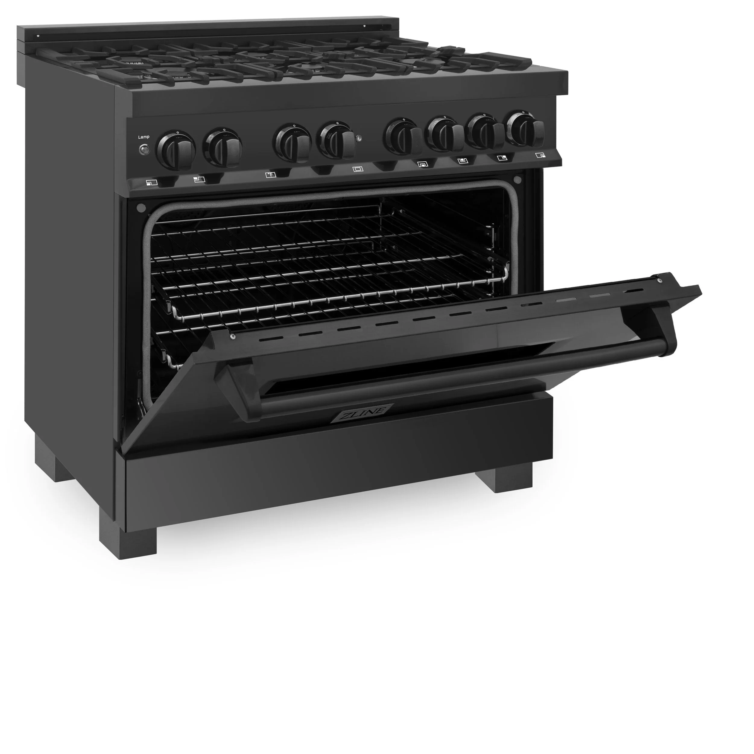 ZLINE Professional 36” Black Stainless Steel Dual Fuel Range (RAB36