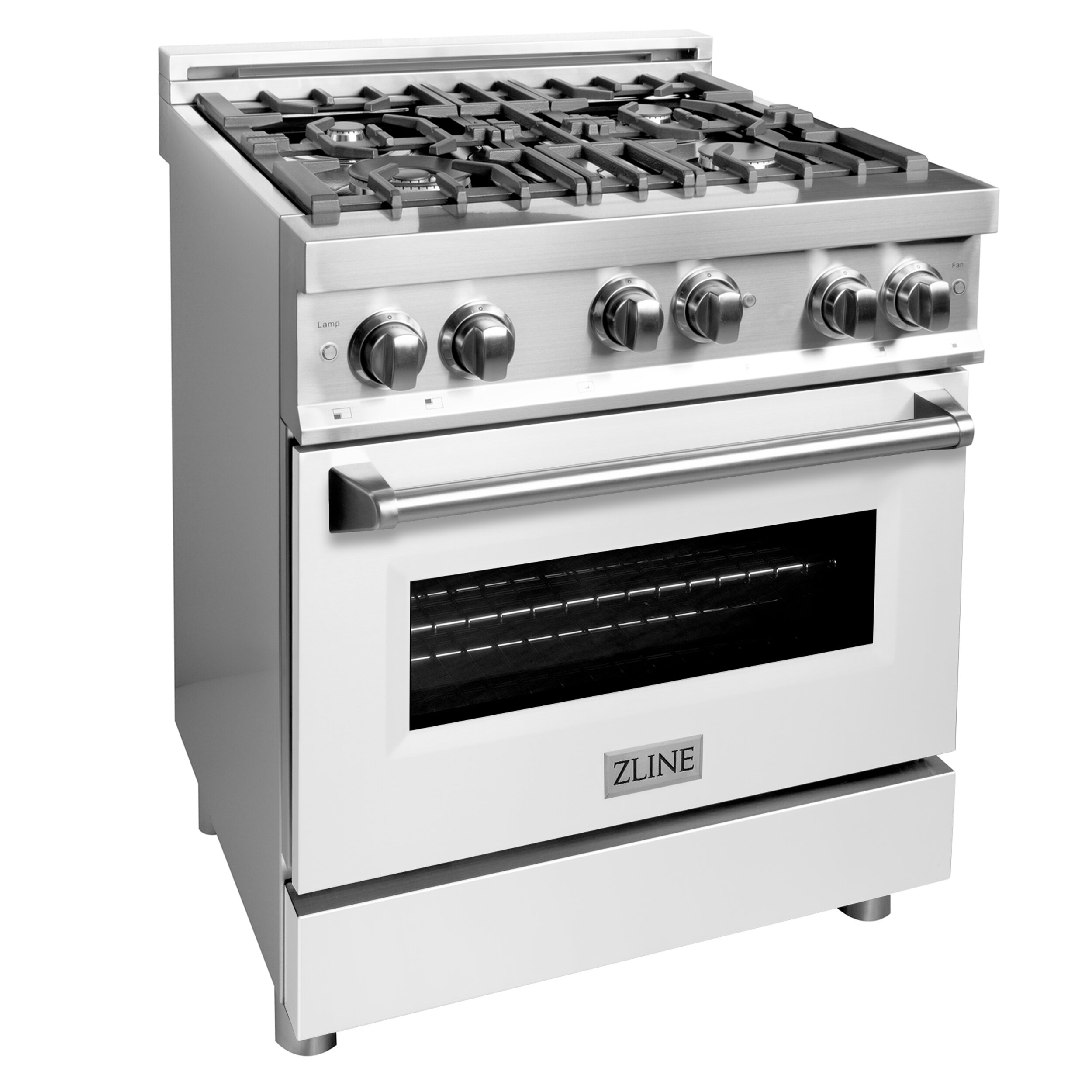 Professional Gas on Gas Range in Stainless Steel with Blue Gloss Door ZLINE 30 in RG-BG-30 