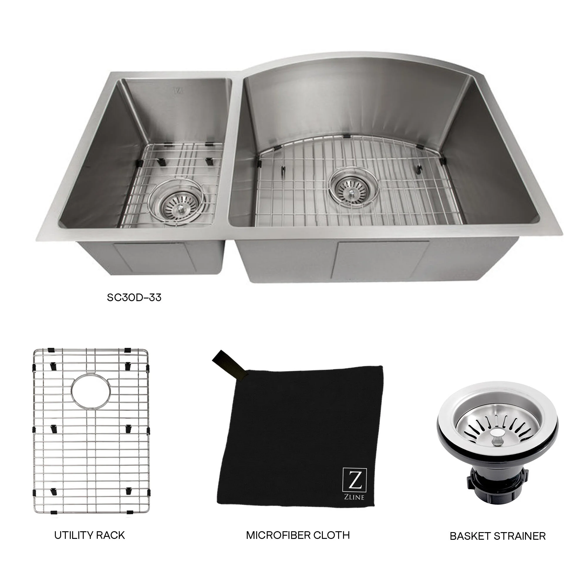 ZLINE 33" Stainless Steel Under Mount Kitchen Sink (SC30D33) ZLINE