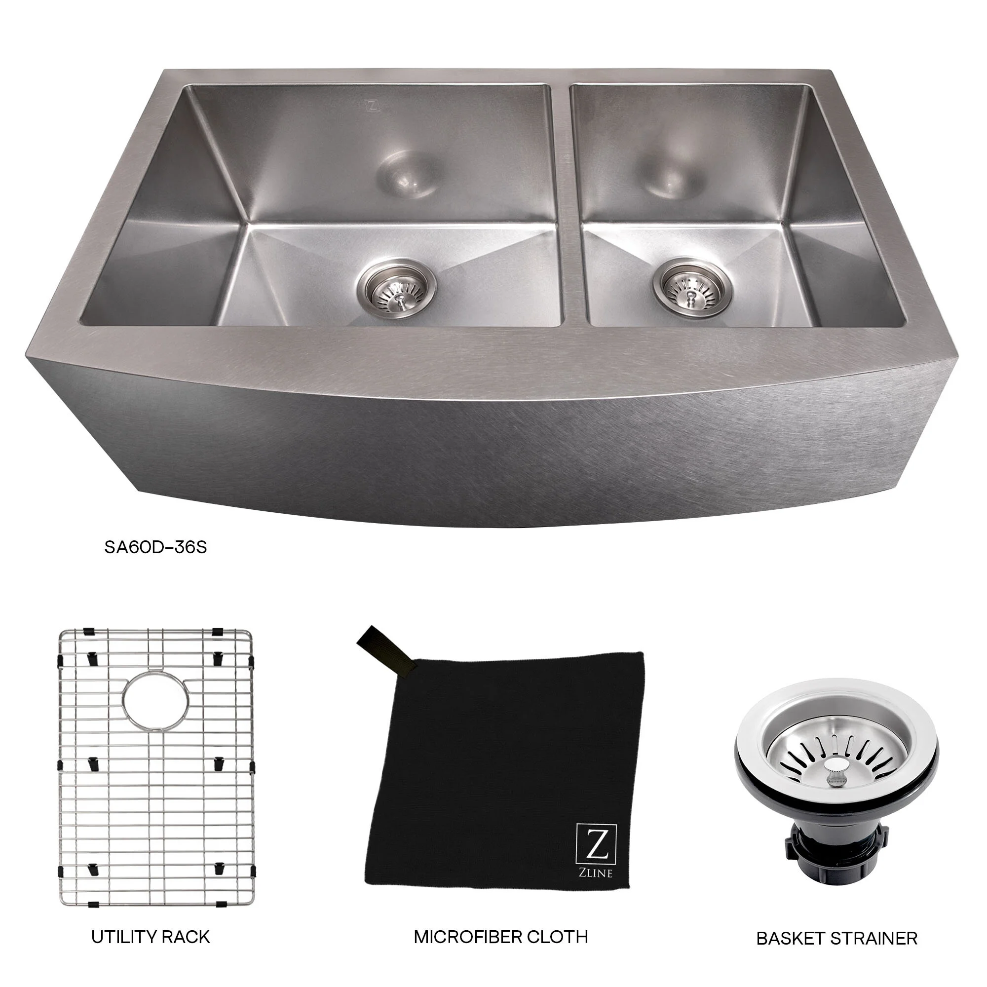 ZLINE 36" DuraSnow® Apron Mount Kitchen Sink (SA60D36S) ZLINE