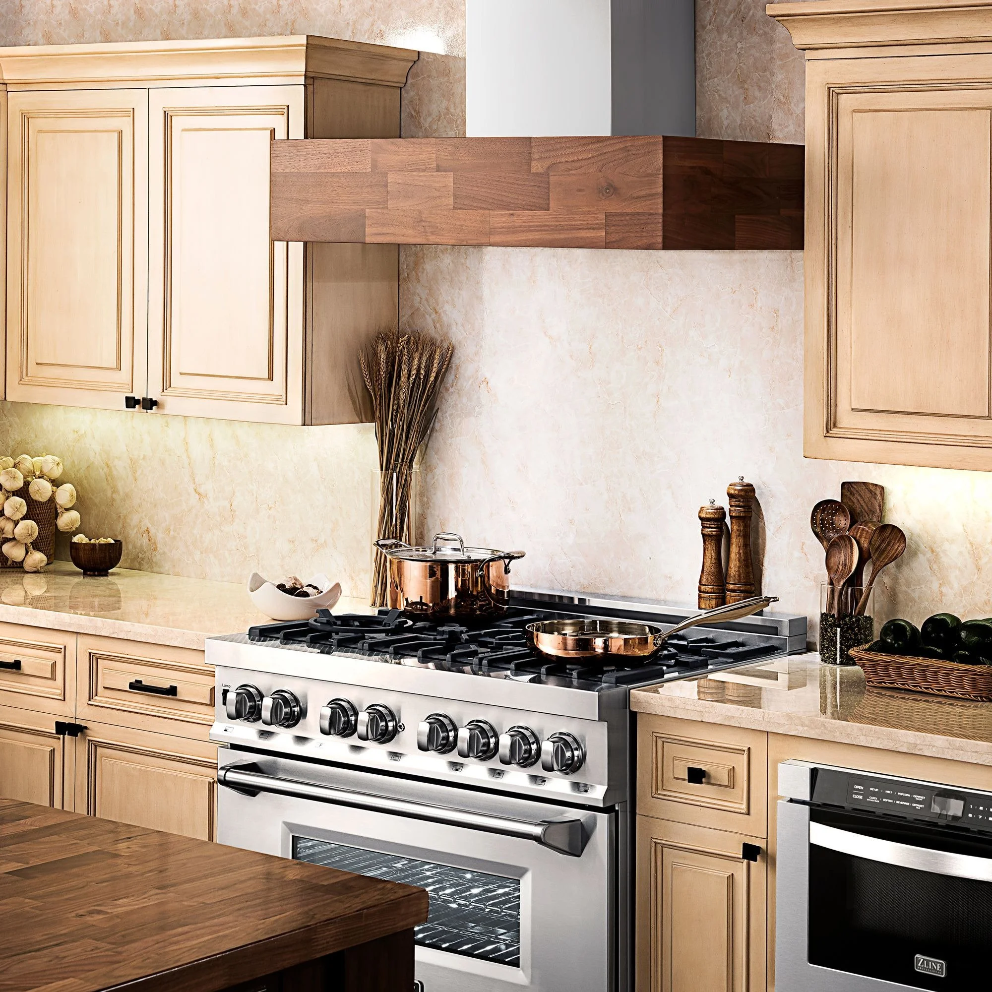 Butcher Block Wood and Steel Wall Mount Range Hood (681W) | ZLINE Kitchen  and Bath