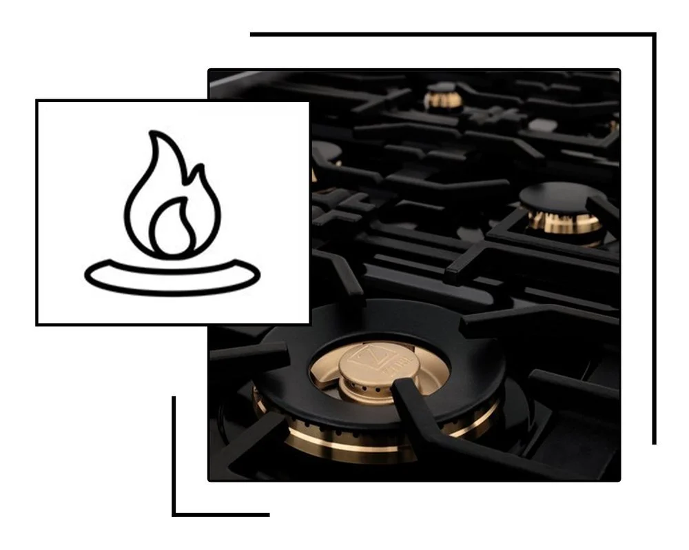 ZLINE 30" Dual Fuel Range in Stainless Steel with Brass Burners (RABR