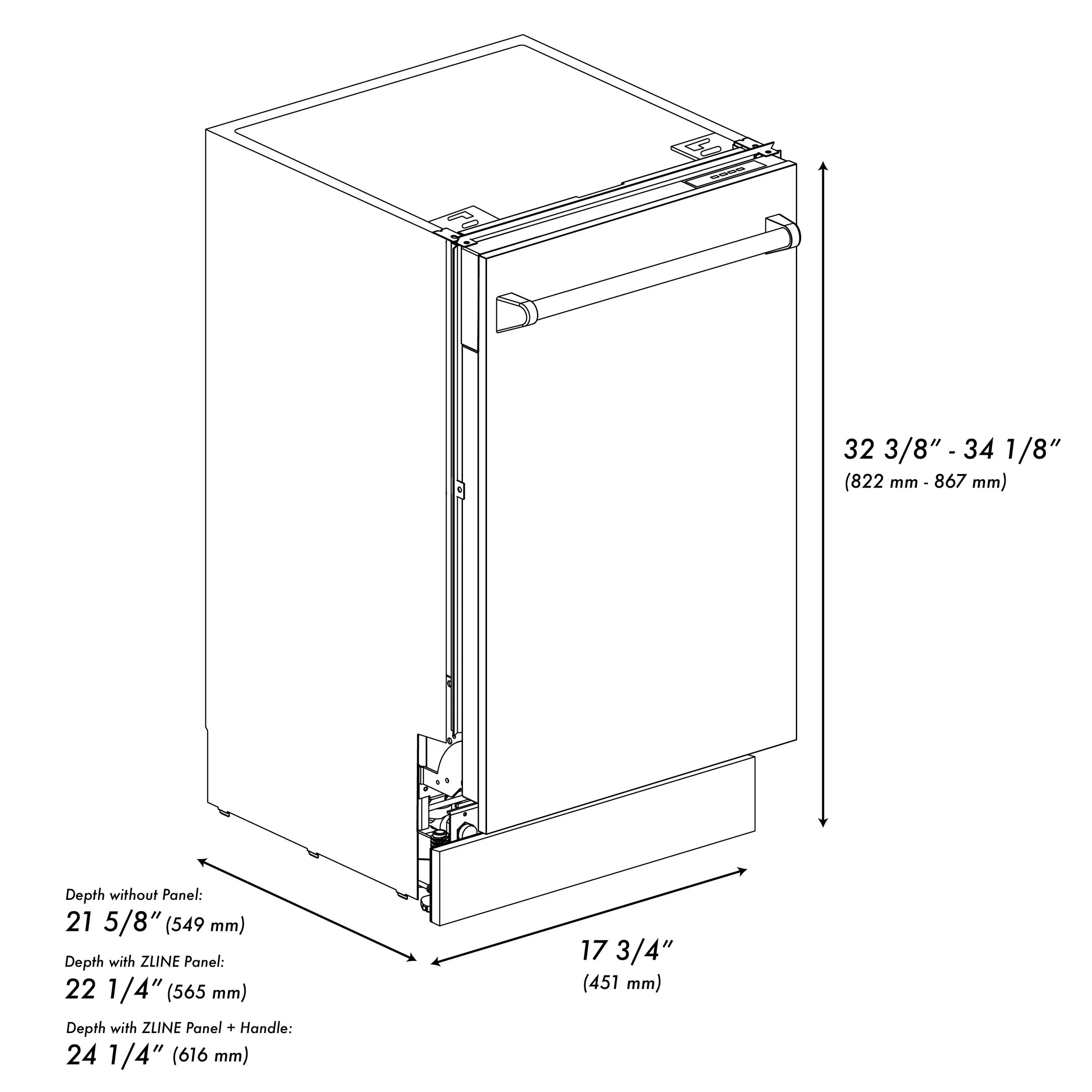 18” Builtin Dishwasher with Top Control and 3rd Rack ZLINE Kitchen