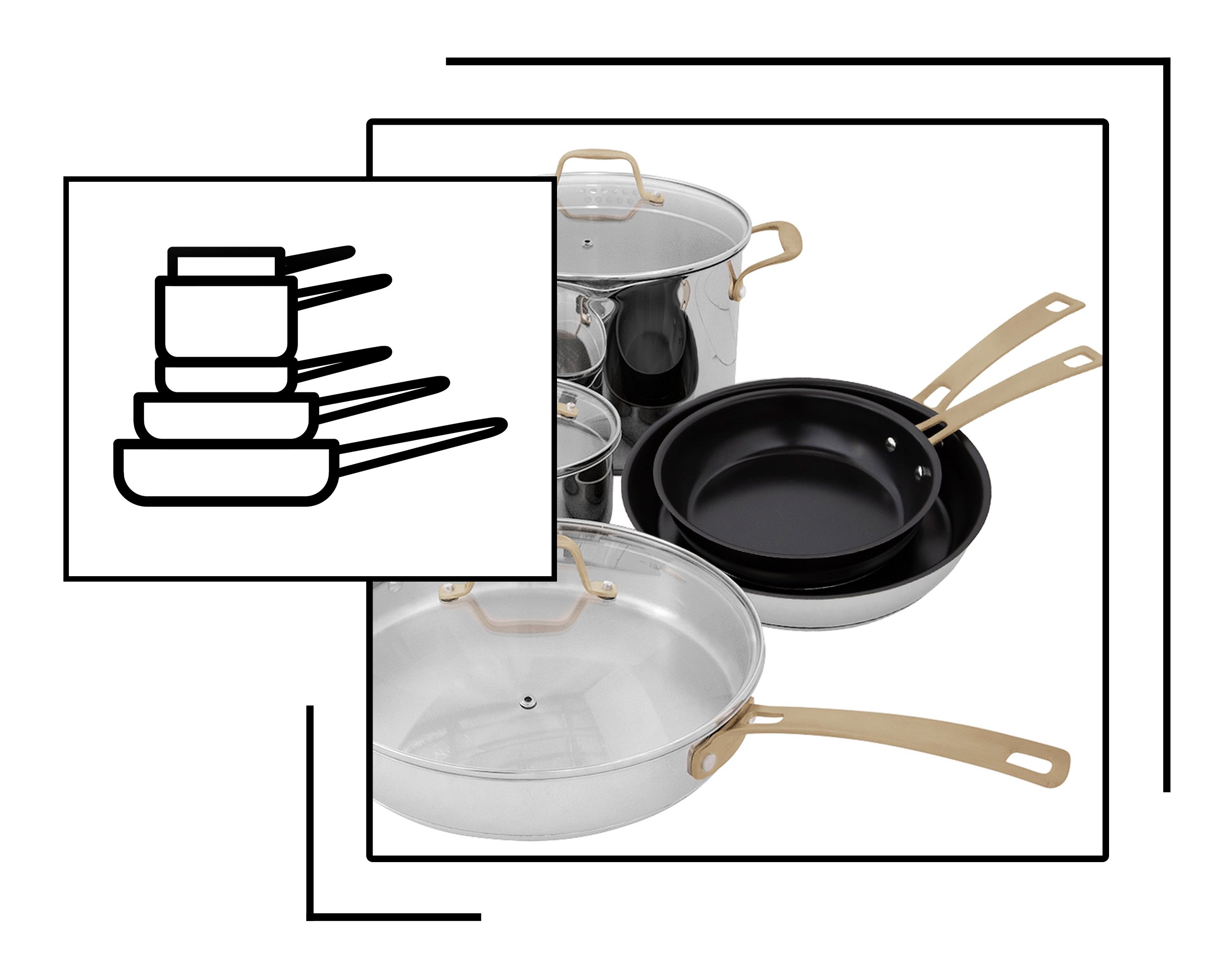 ZLINE 10-Piece Non-Toxic Stainless Steel and Nonstick Ceramic Cookware Set (CWSETL-NS-10)