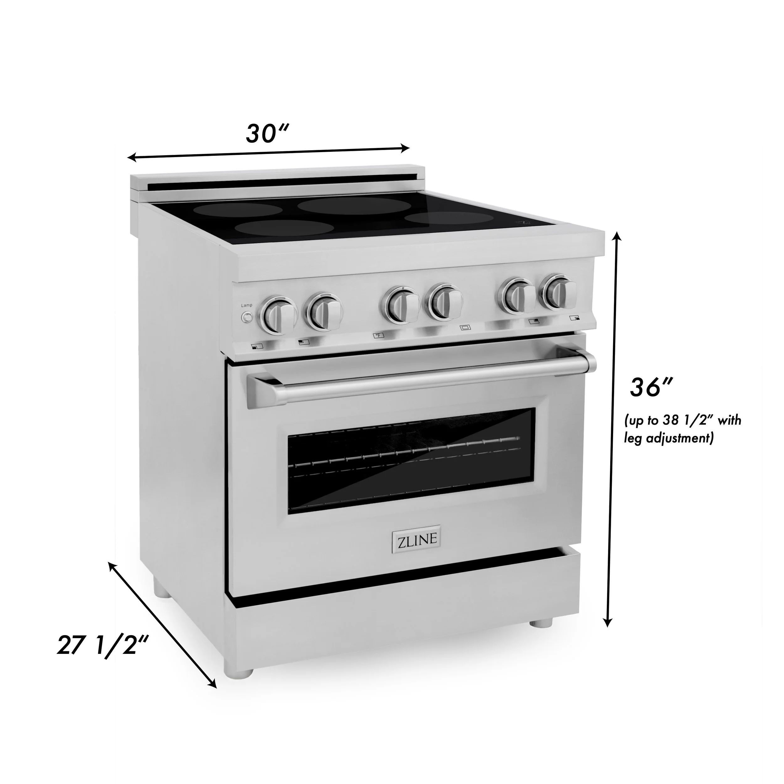 30 electric freestanding range with induction cooktop