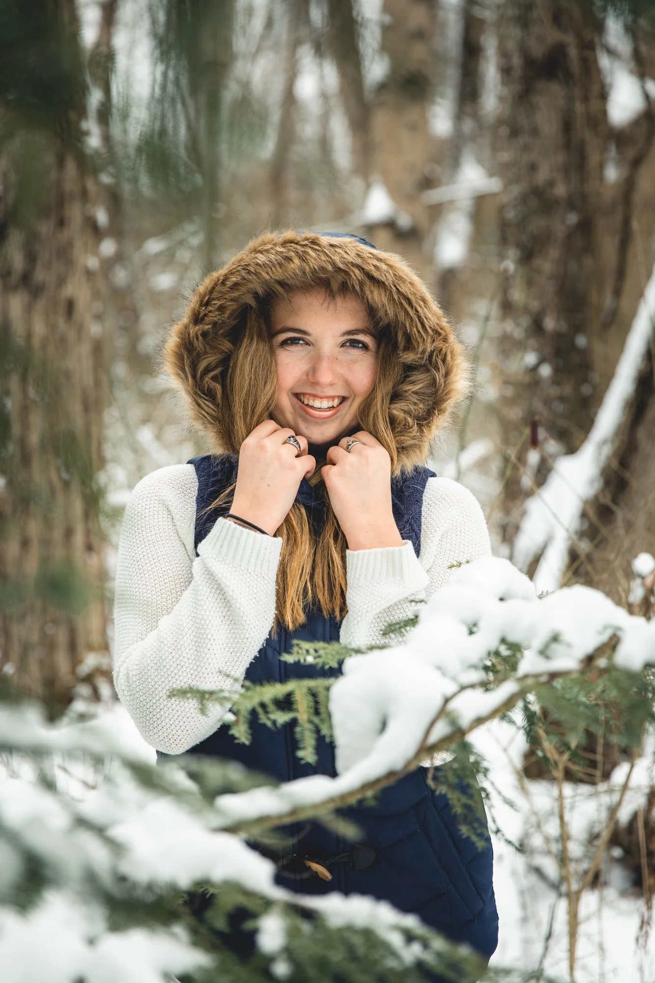 Lexington Senior Girl Amongst Snow Background