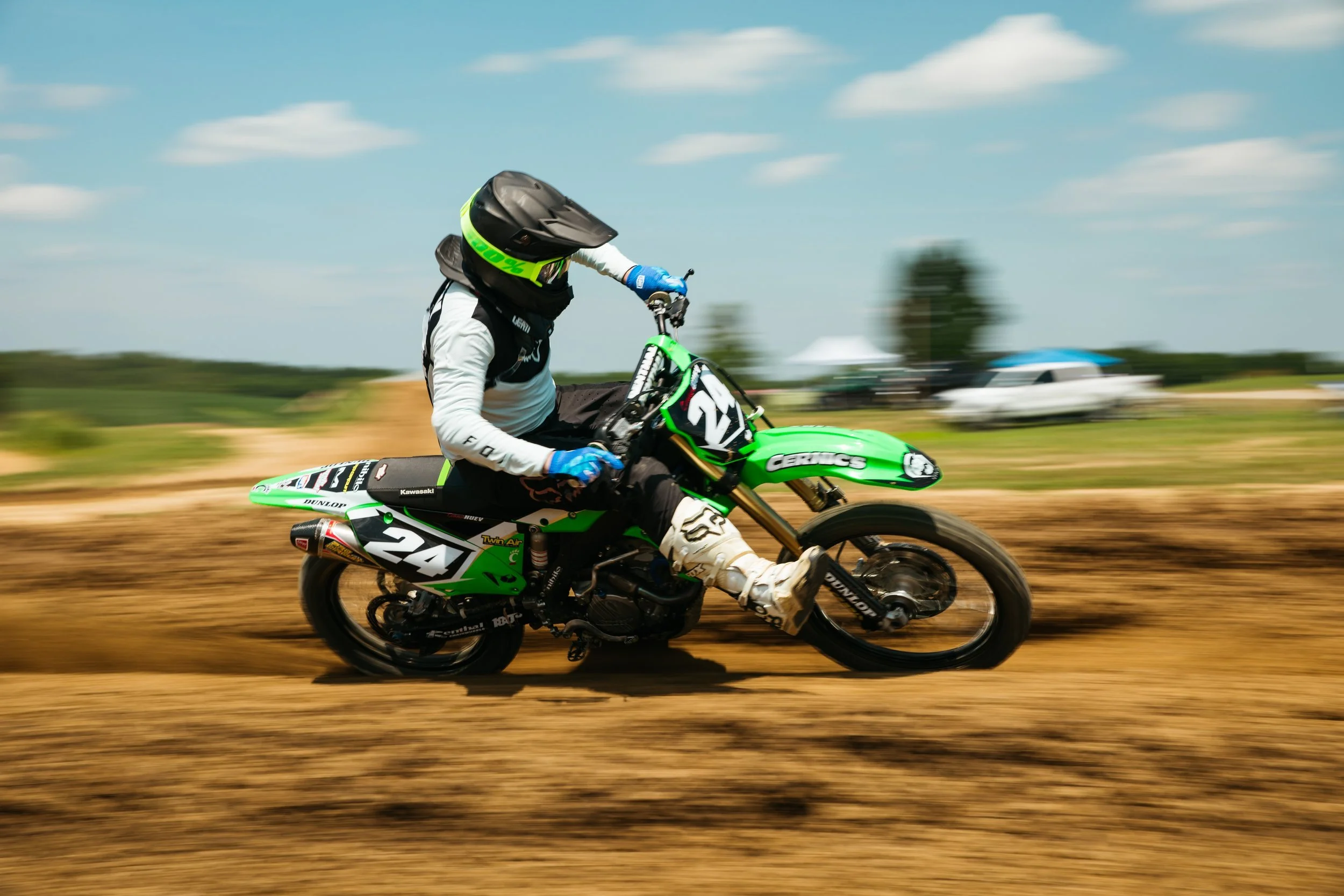 Motocross Rider Charging Through a Fast Line