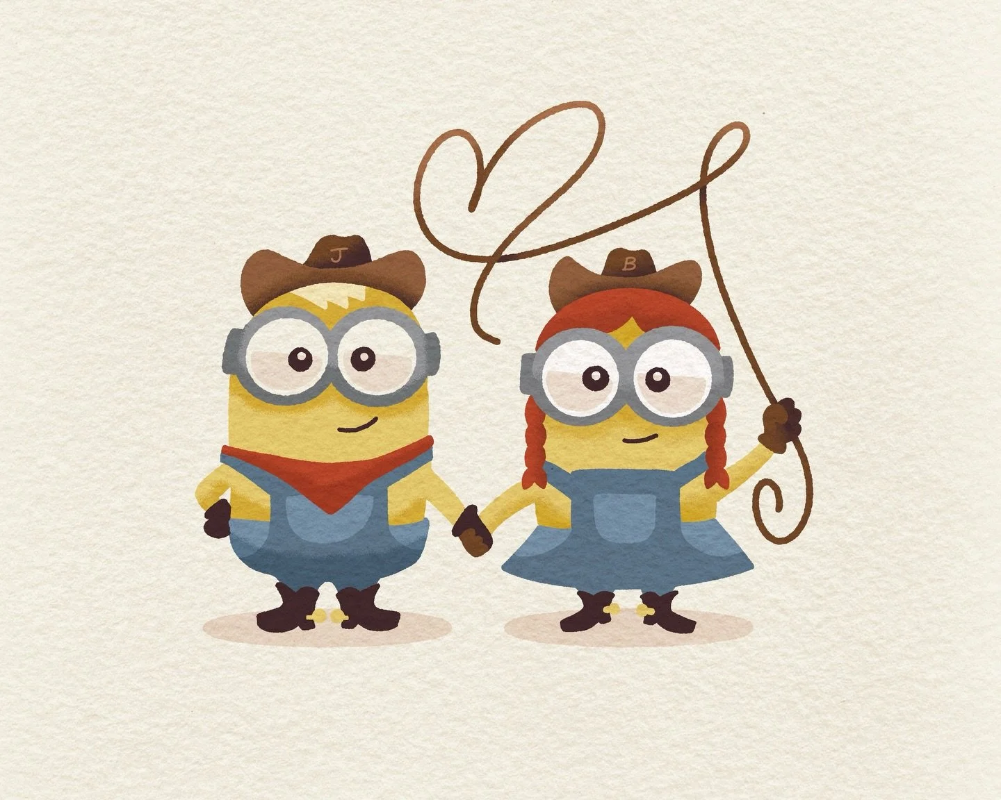 I drew my girlfriend and me as cowboy minions for her birthday.